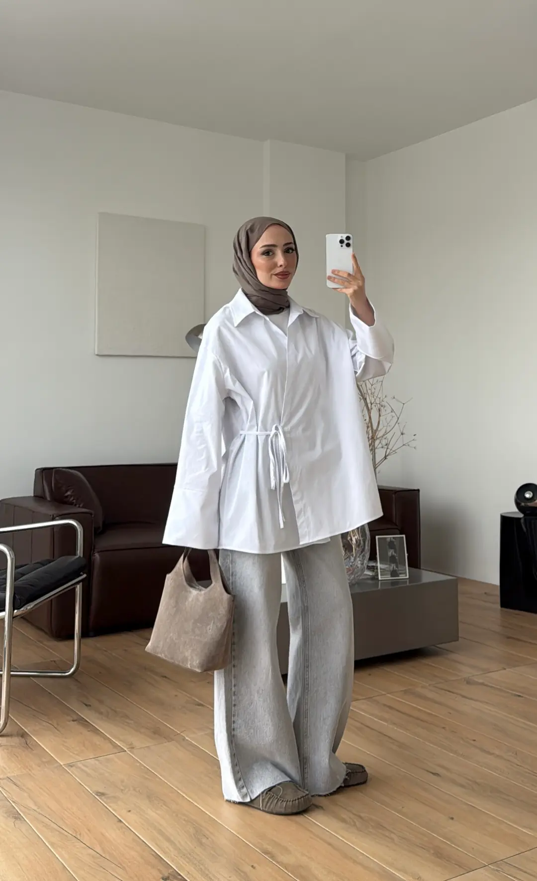 Çapraz Bağlamalı Gömlek Beyaz - Görsel 5