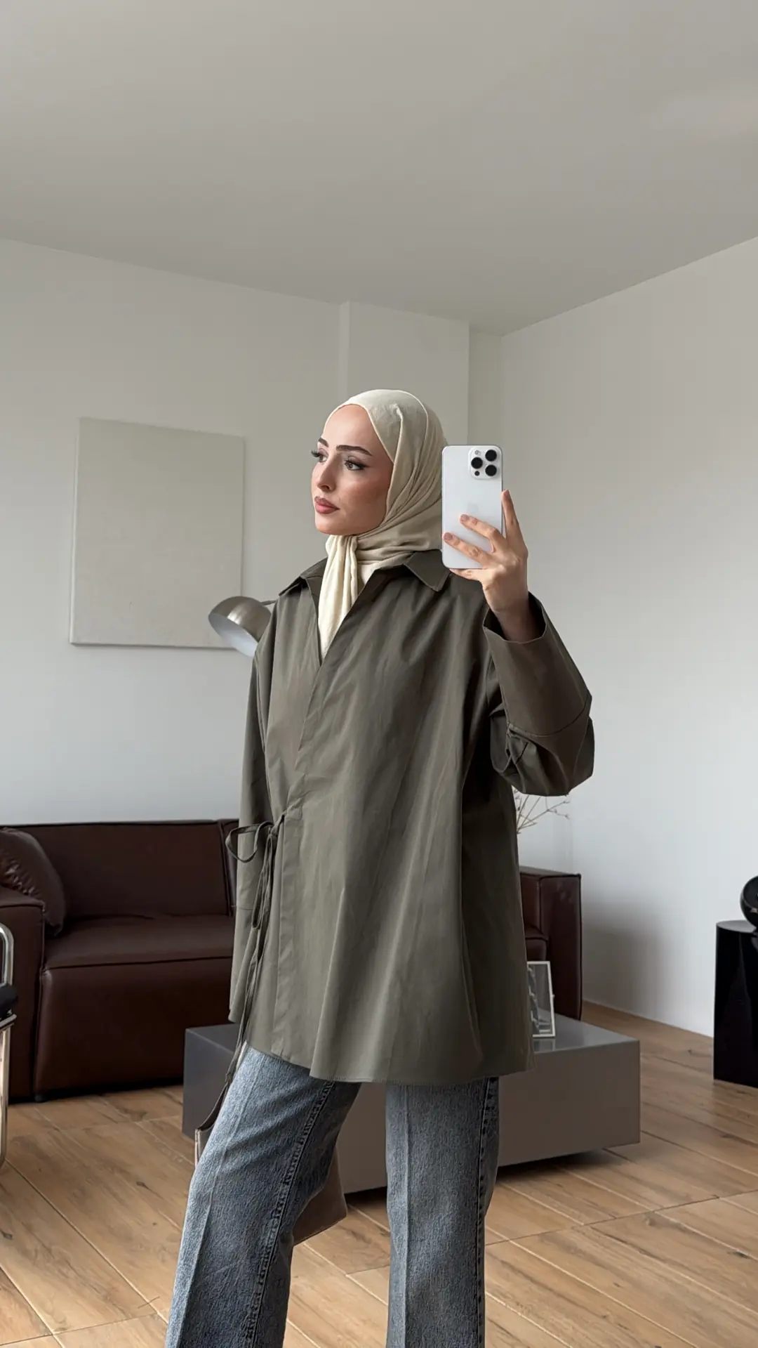 Çapraz Bağlamalı Gömlek Haki - Görsel 4