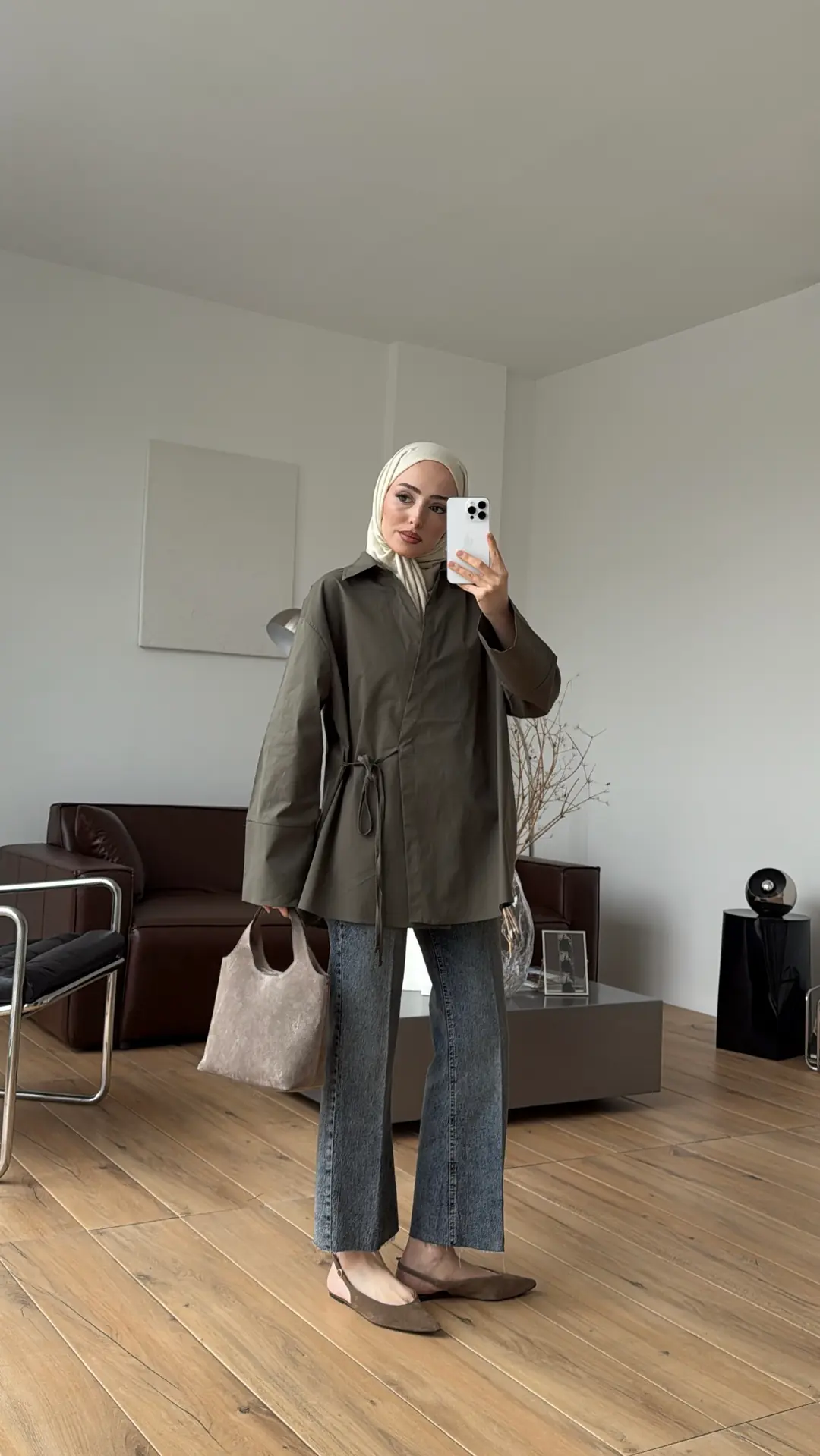 Çapraz Bağlamalı Gömlek Haki - Görsel 6