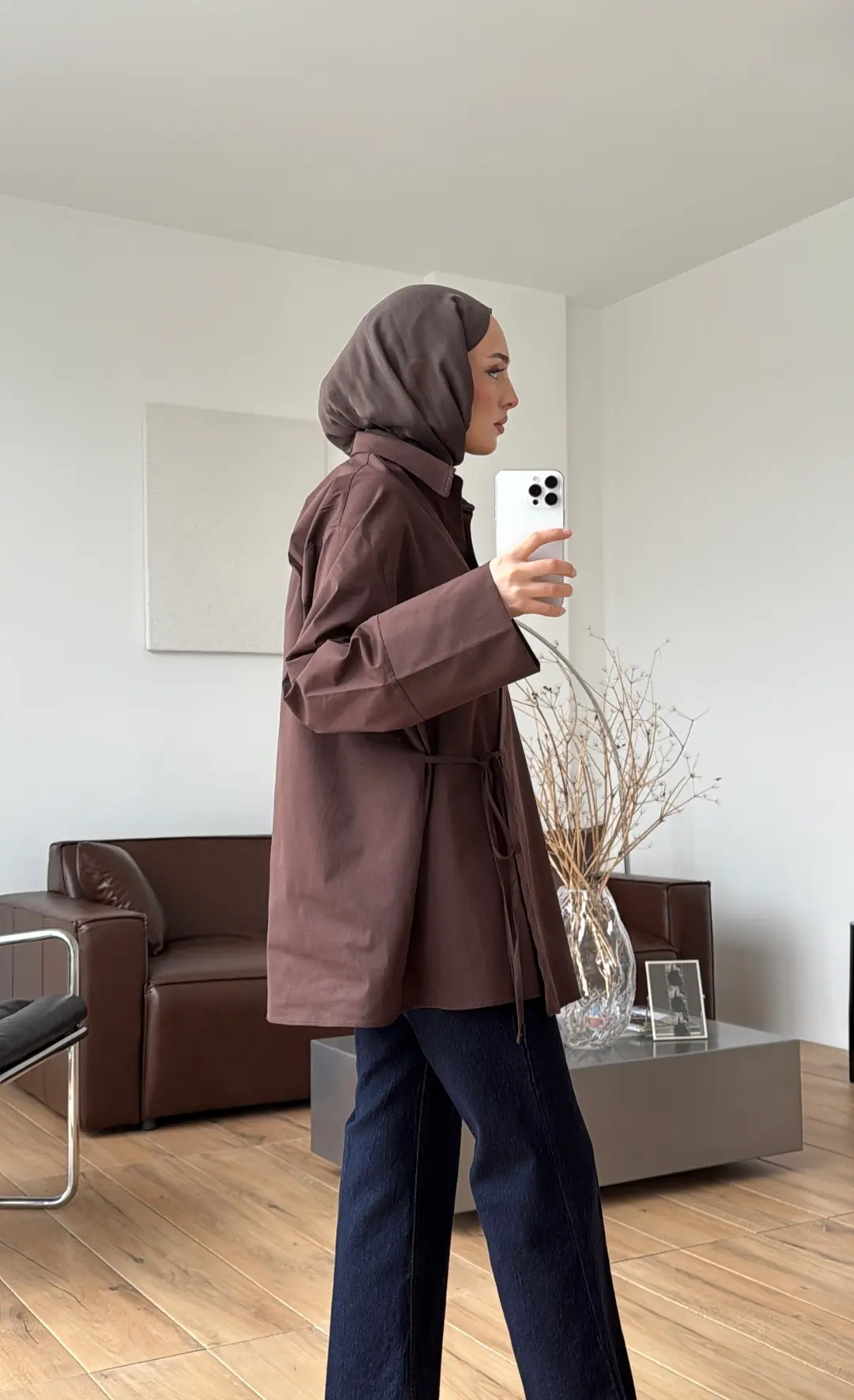 Çapraz Bağlamalı Gömlek Kahve - Görsel 3