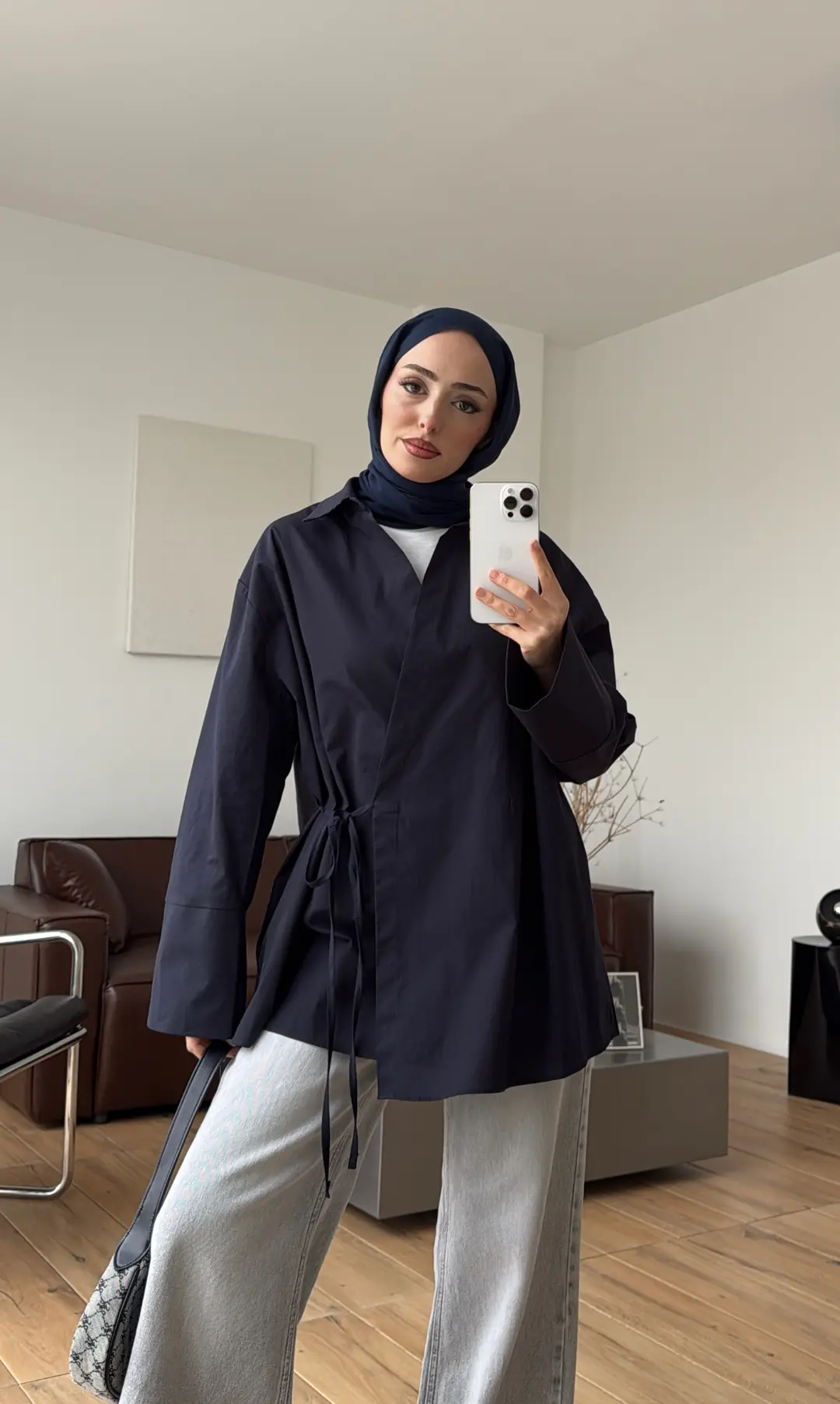 Çapraz Bağlamalı Gömlek Lacivert - Görsel 2