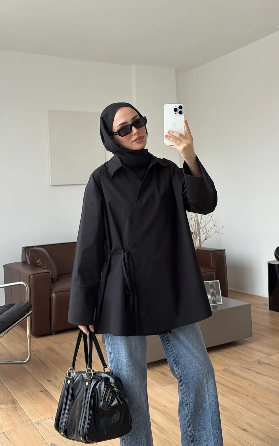 Çapraz Bağlamalı Gömlek Siyah