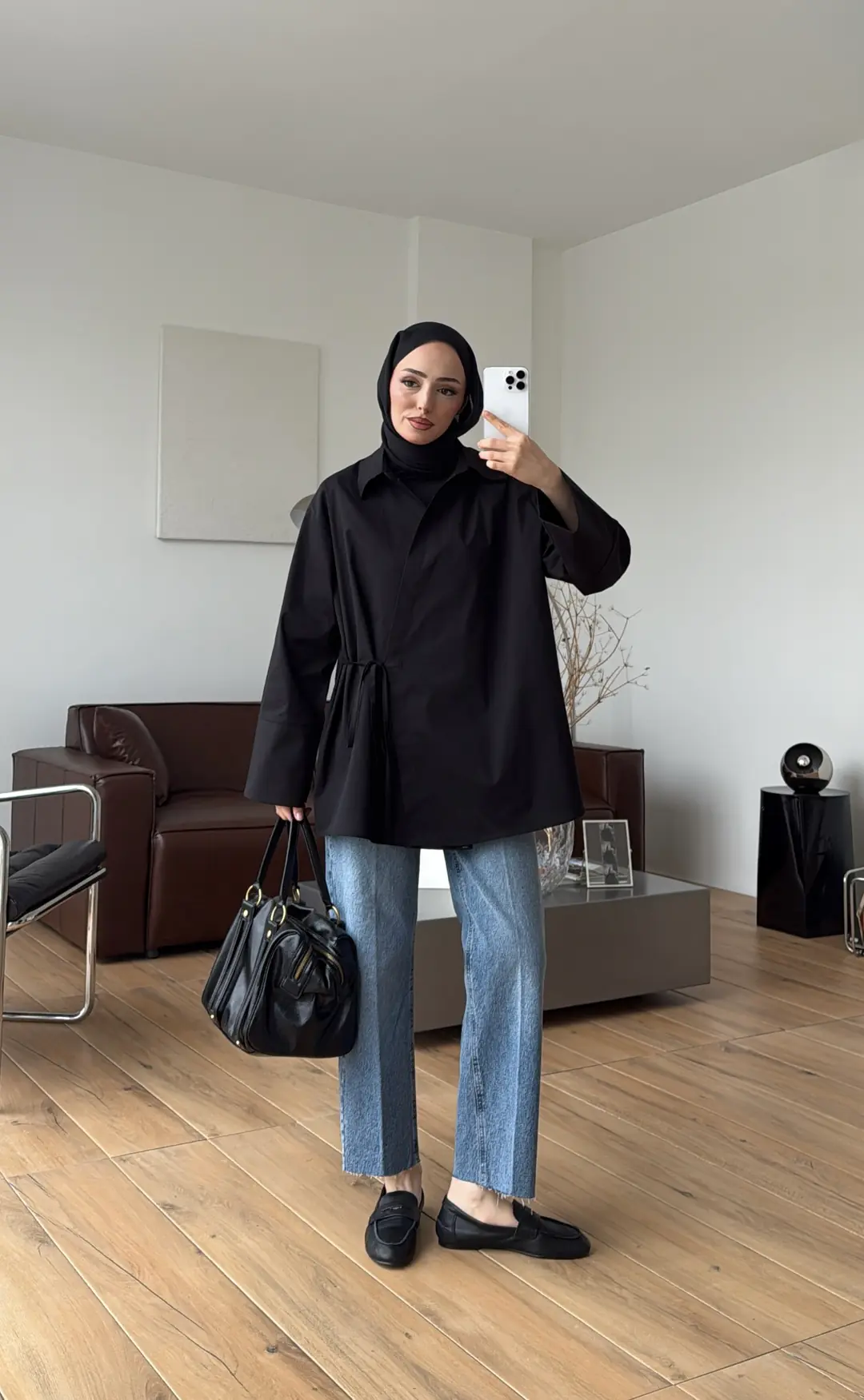 Çapraz Bağlamalı Gömlek Siyah - Görsel 3