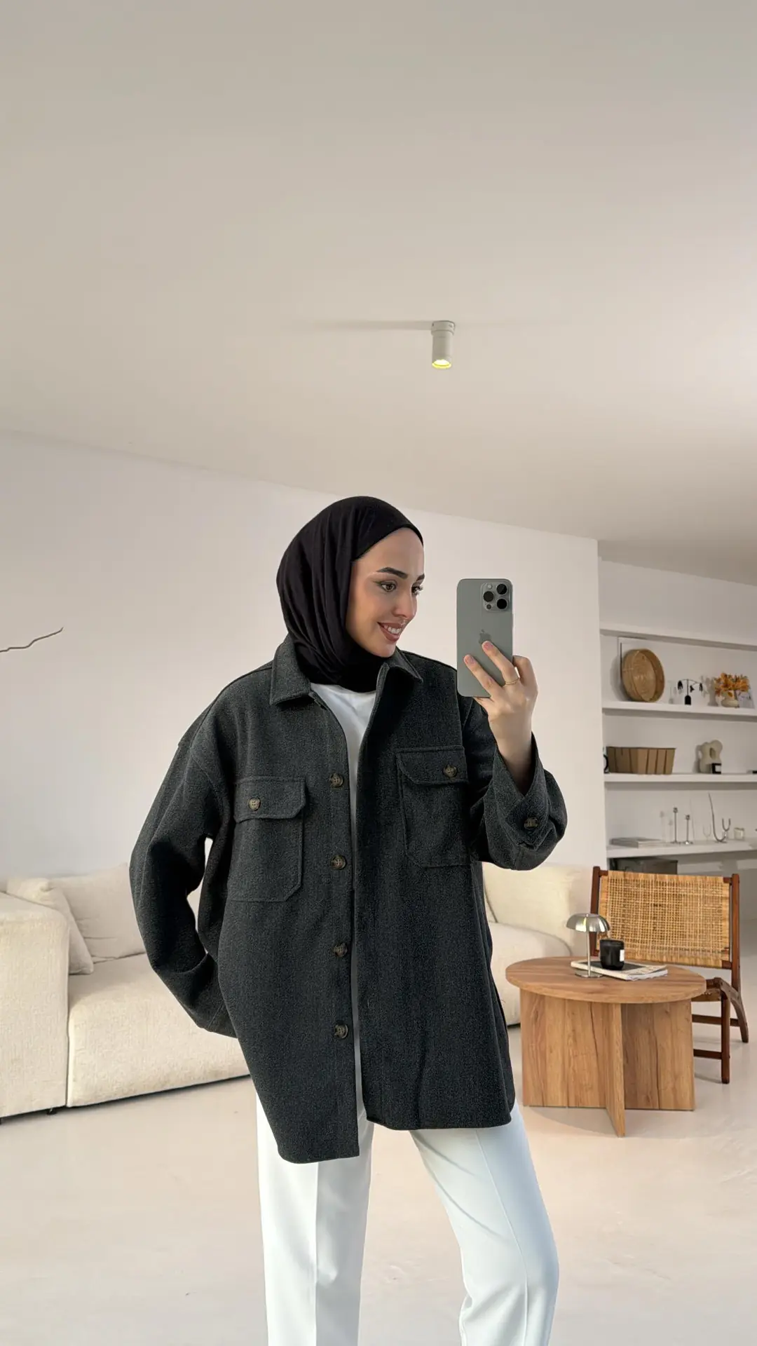 Cepli Kaşe Ceket Antrasit - Görsel 2