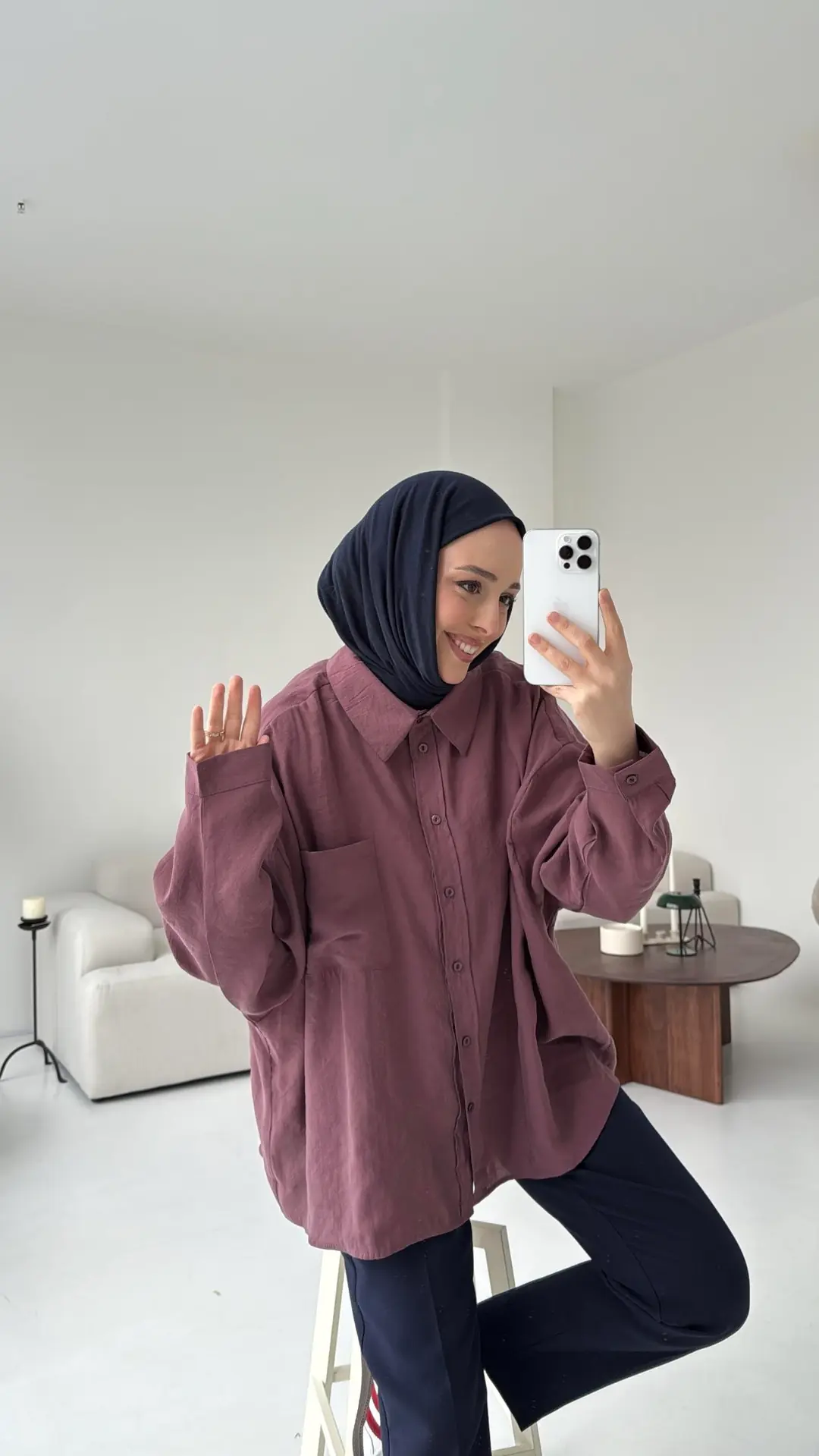 Cepli Oversize Gömlek Gül Kurusu