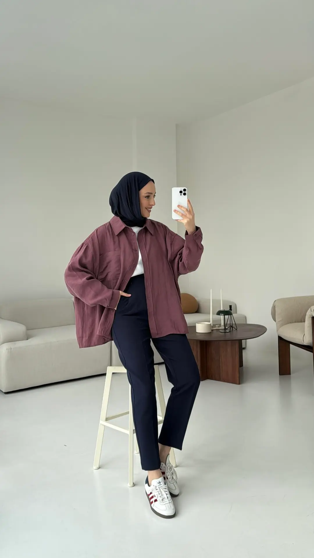 Cepli Oversize Gömlek Gül Kurusu - Görsel 3