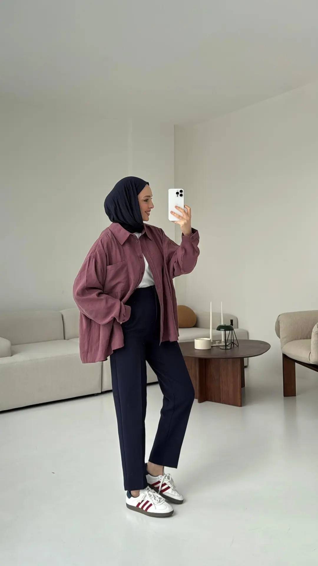 Cepli Oversize Gömlek Gül Kurusu - Görsel 4