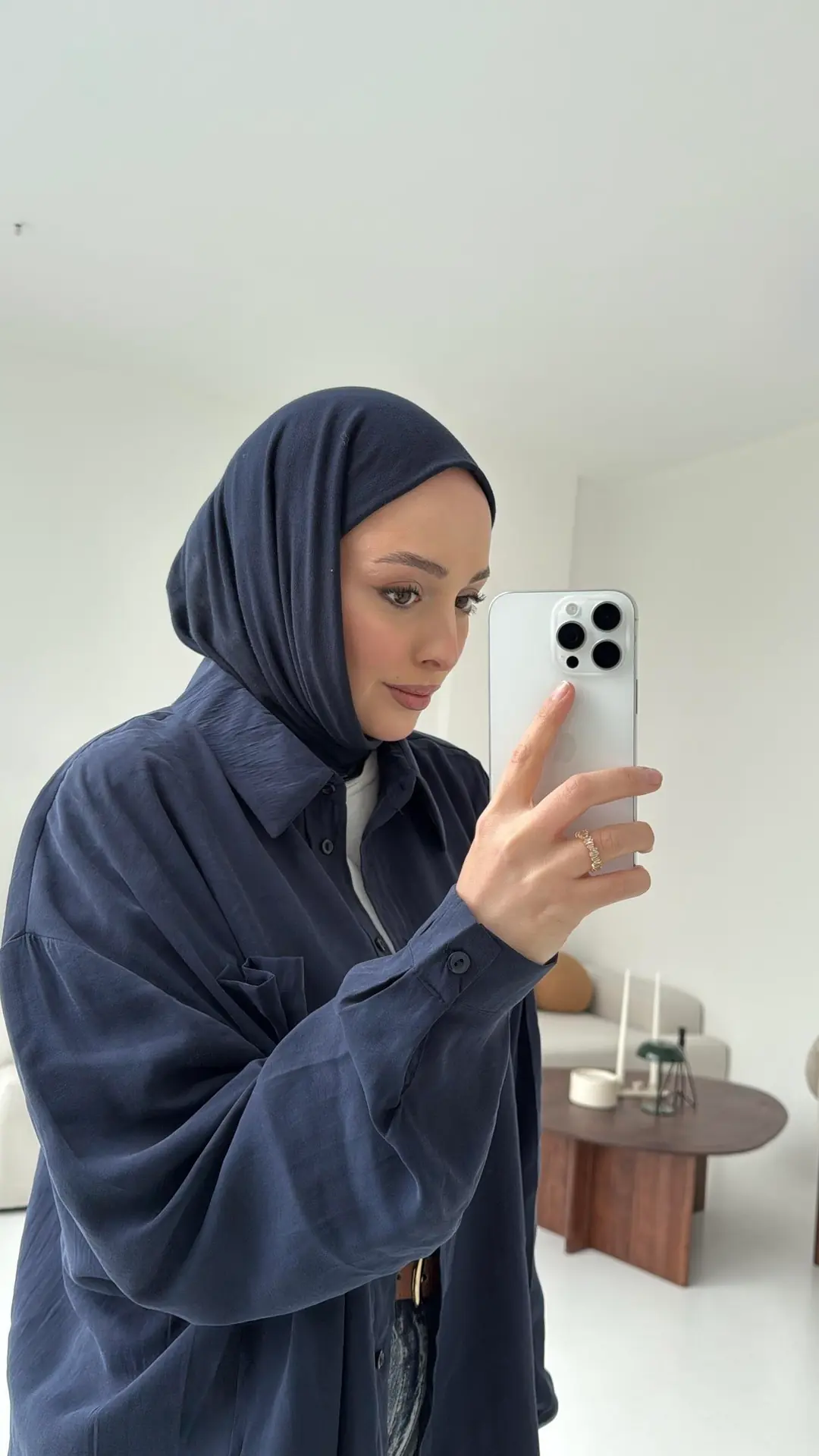 Cepli Oversize Gömlek Lacivert - Görsel 2