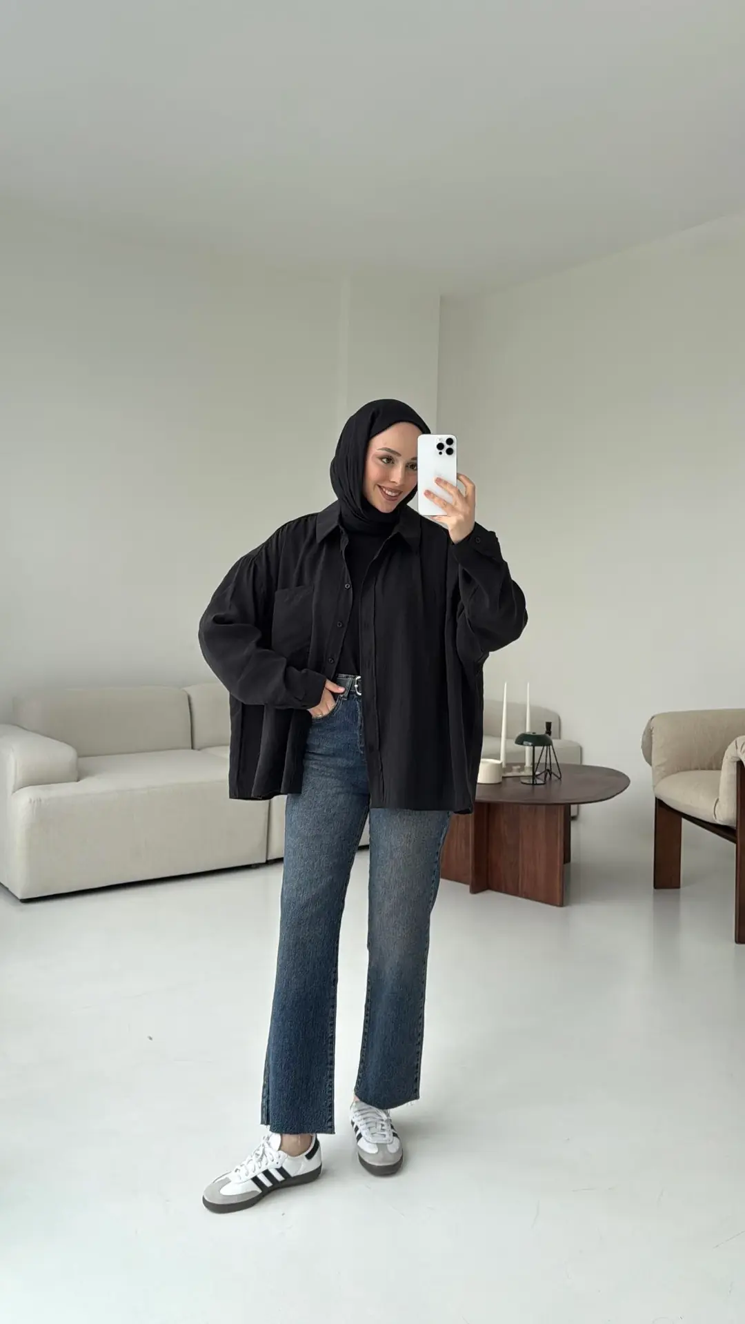 Cepli Oversize Gömlek  Siyah - Görsel 2