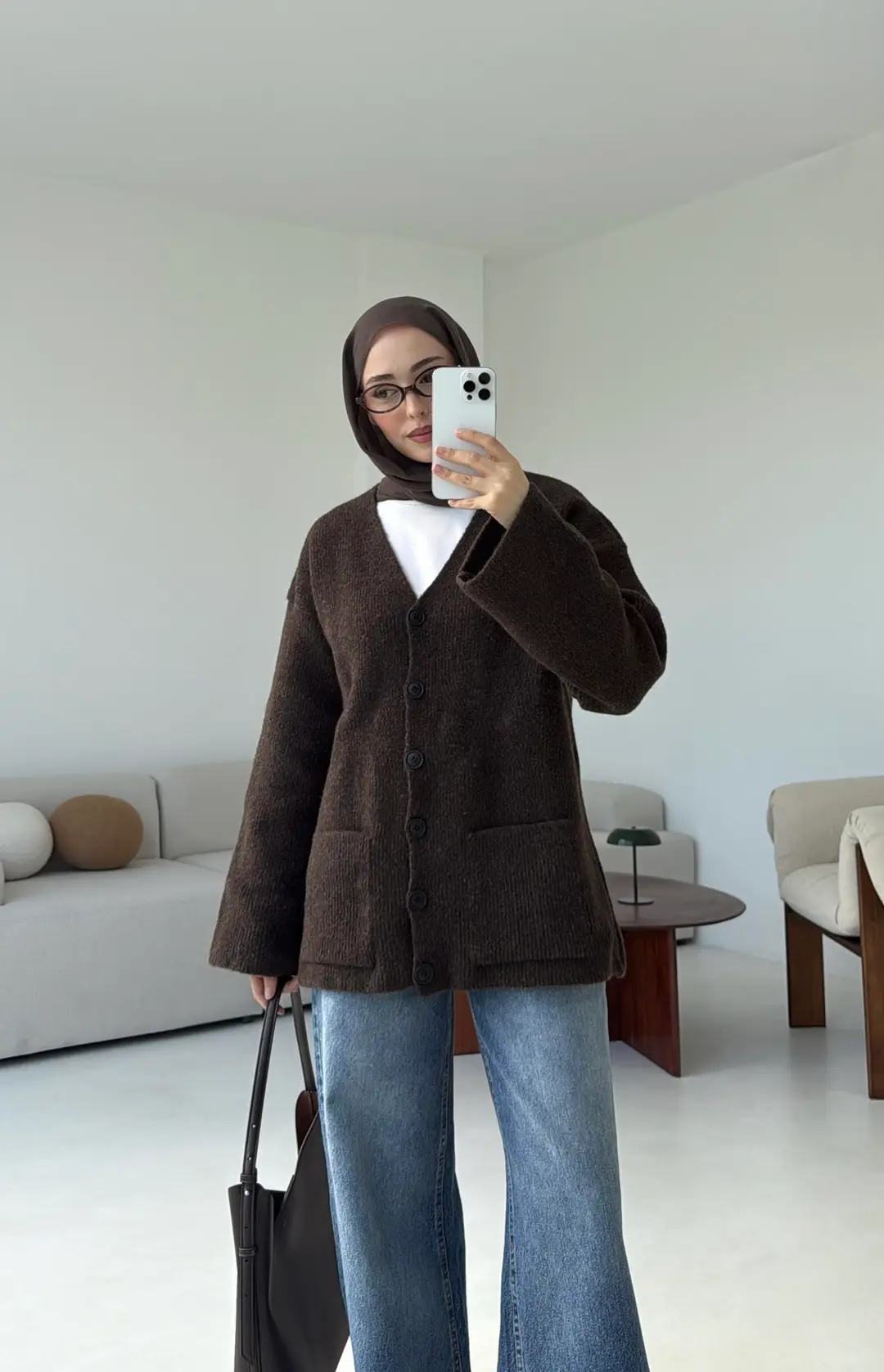 Cepli Premium Kalın Hırka Kahve