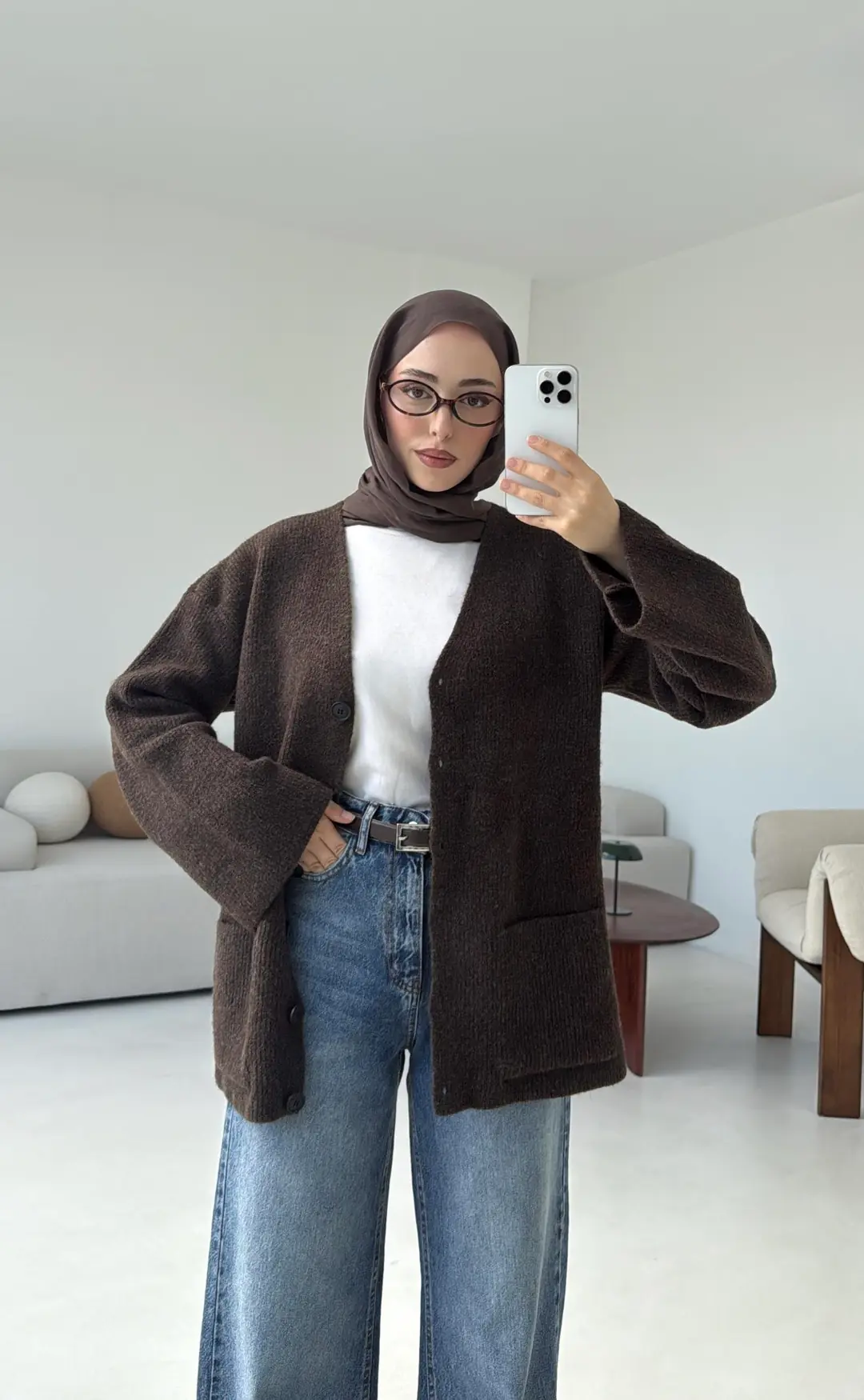 Cepli Premium Kalın Hırka Kahve - Görsel 5