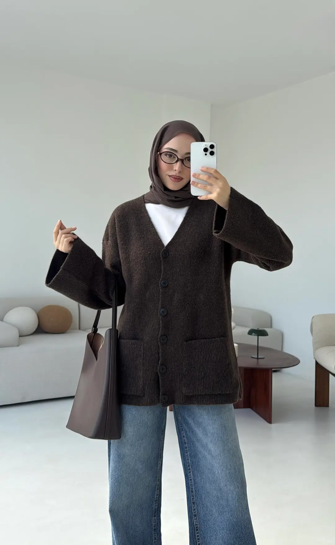 Cepli Premium Kalın Hırka Kahve - Görsel 7