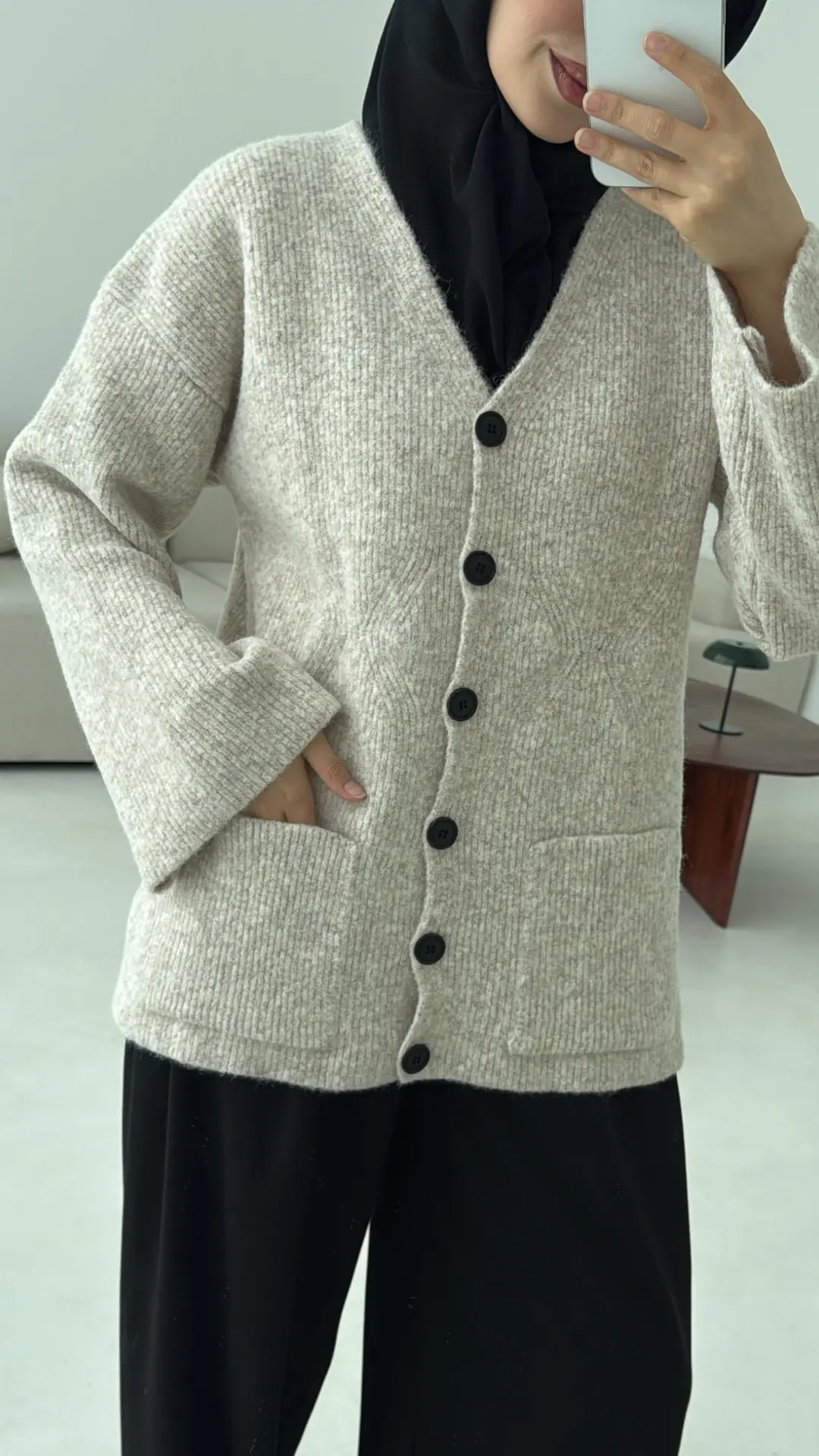 Cepli Premium Kalın Hırka Taş - Görsel 5