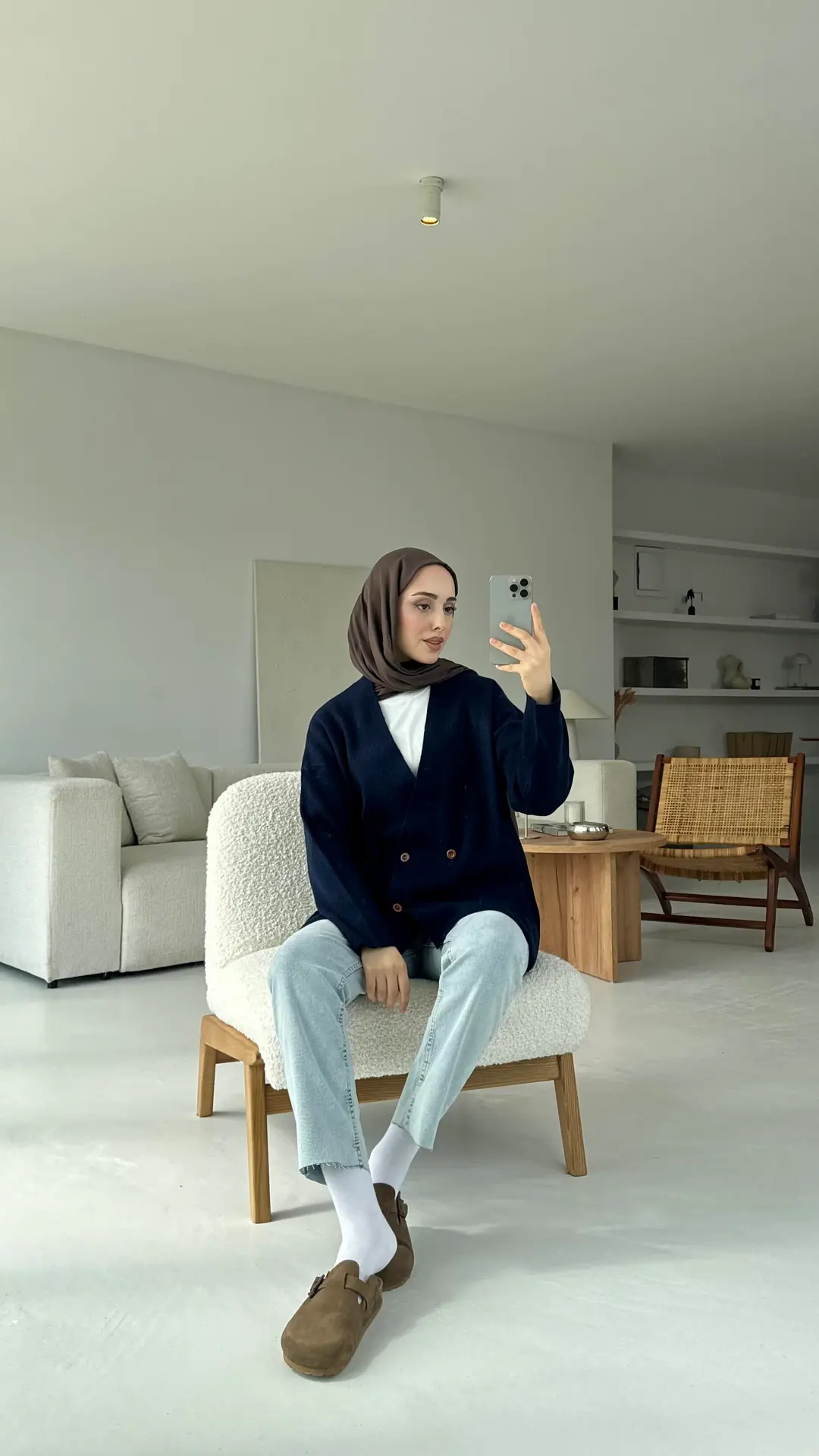 Düğmeli Cepli Triko Hırka Lacivert - Görsel 3