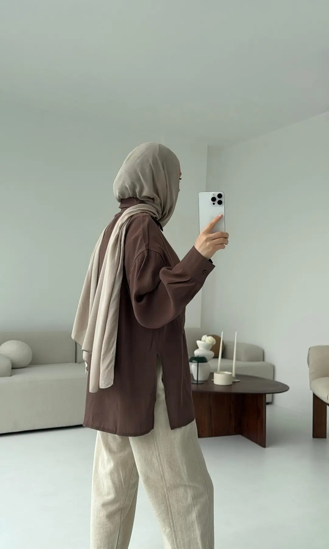 Çift Cep Gömlek Kahve - Görsel 4