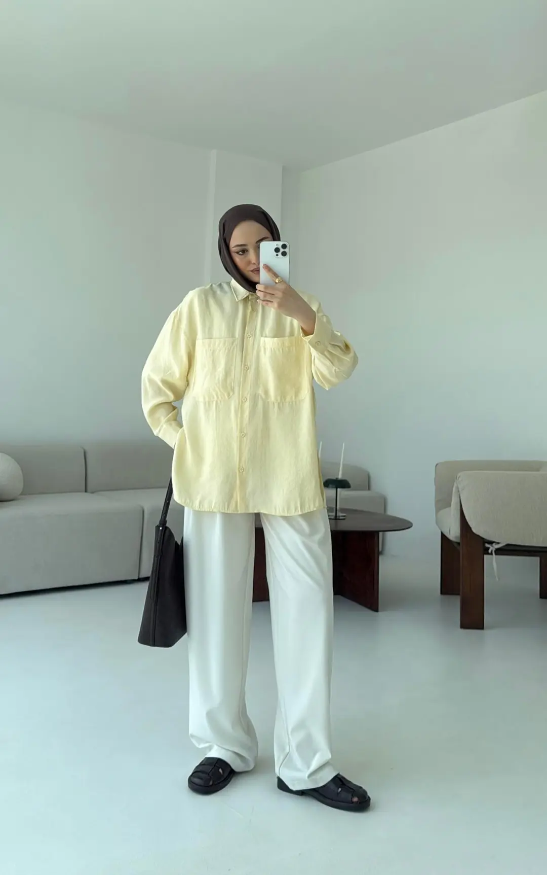 Çift Cep Gömlek Sarı - Görsel 10