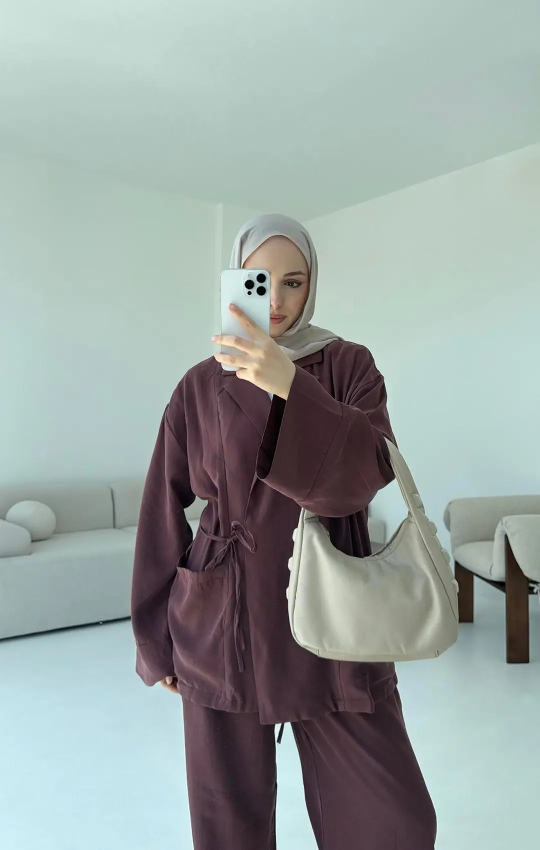 Çift Cepli Takım Açık Bordo - Görsel 4