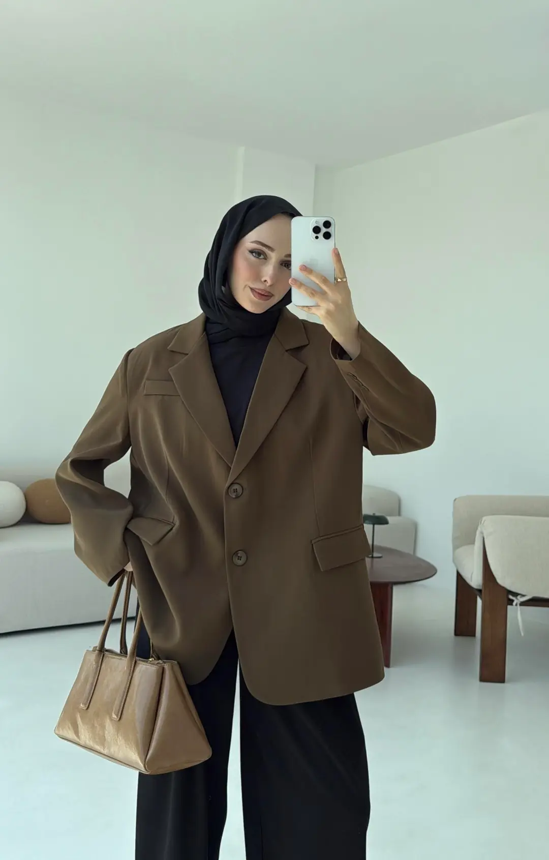 Çift Dügmeli Oversize Blazer Ceket - Görsel 8