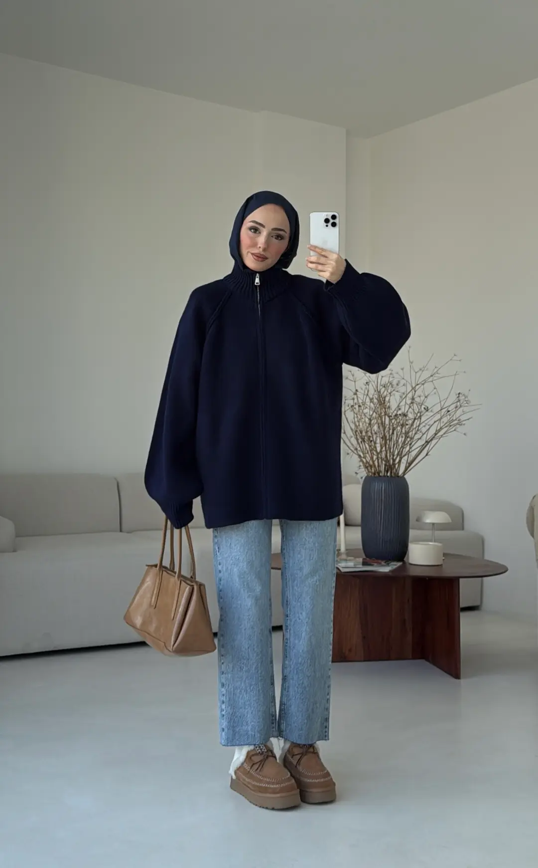 Çift Fermuarlı Hırka Lacivert - Görsel 2