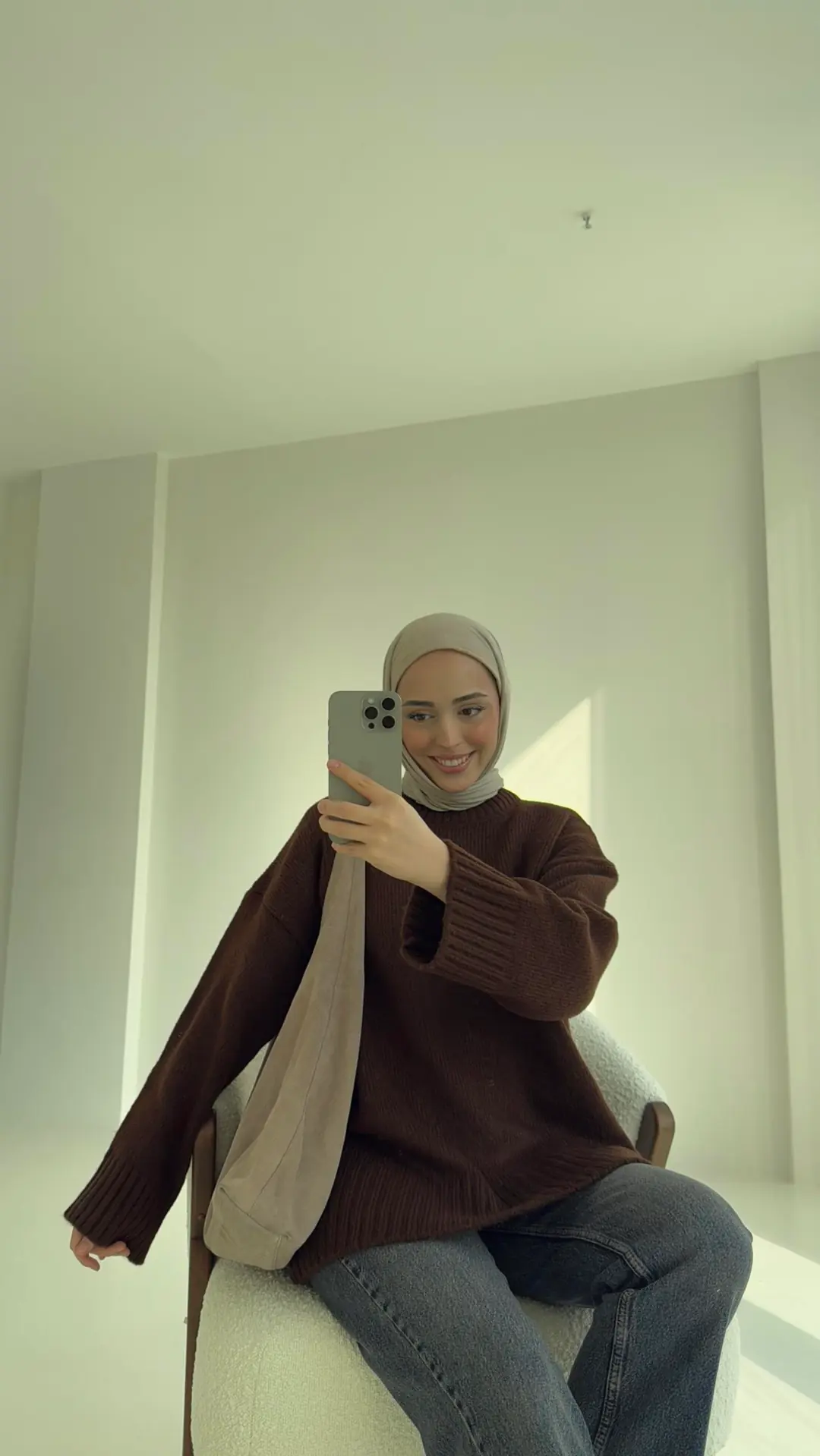 Çift Kat Triko Kazak Kahve