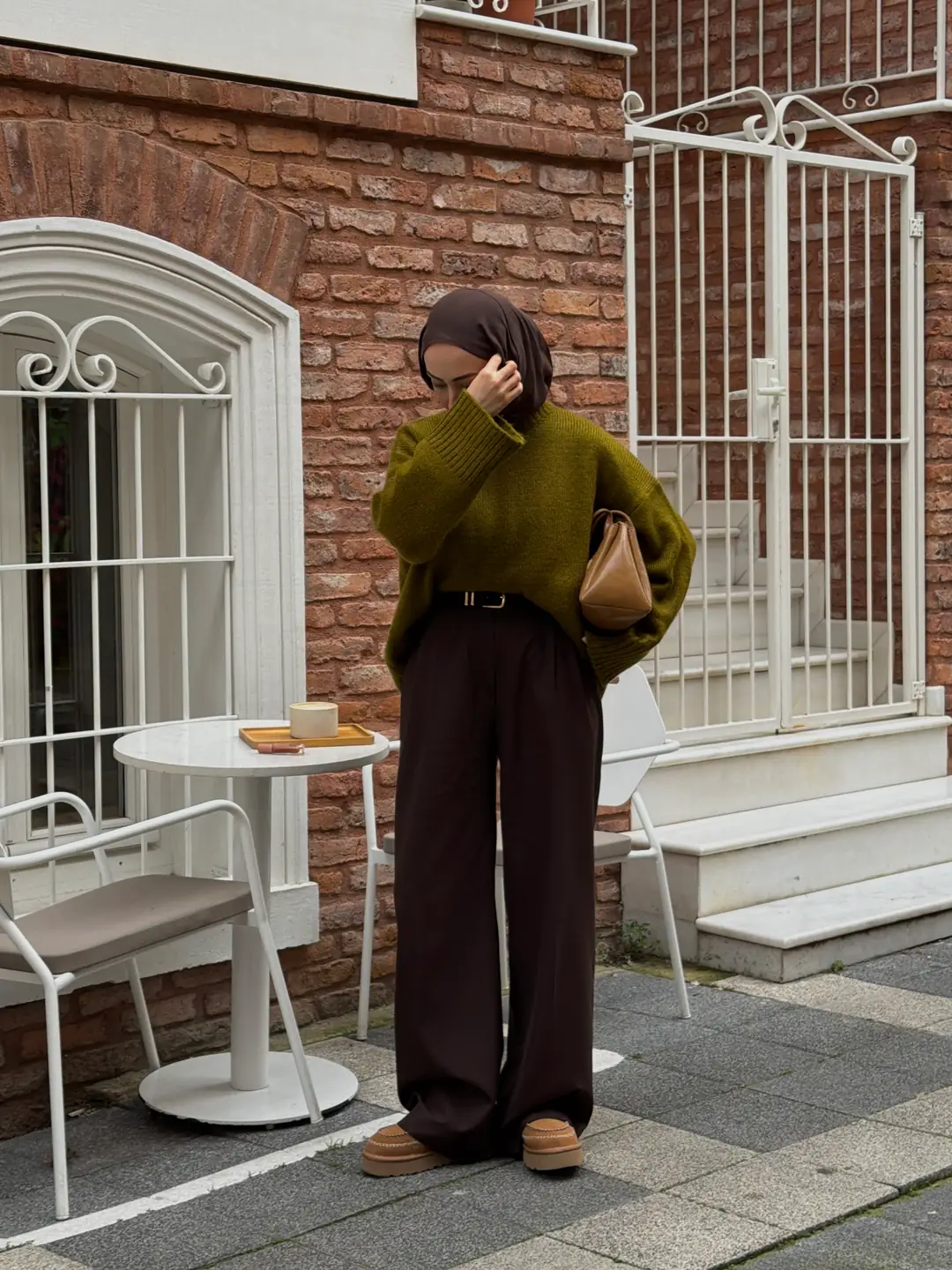 Çİft Kat Triko Kazak Zeytin Yeşili - Görsel 10