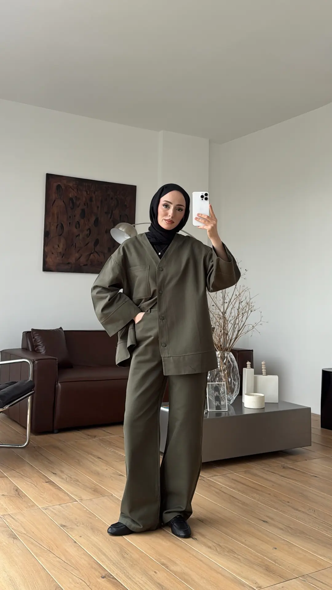 Çıtçıtlı Gabardin Takım Haki - Görsel 3