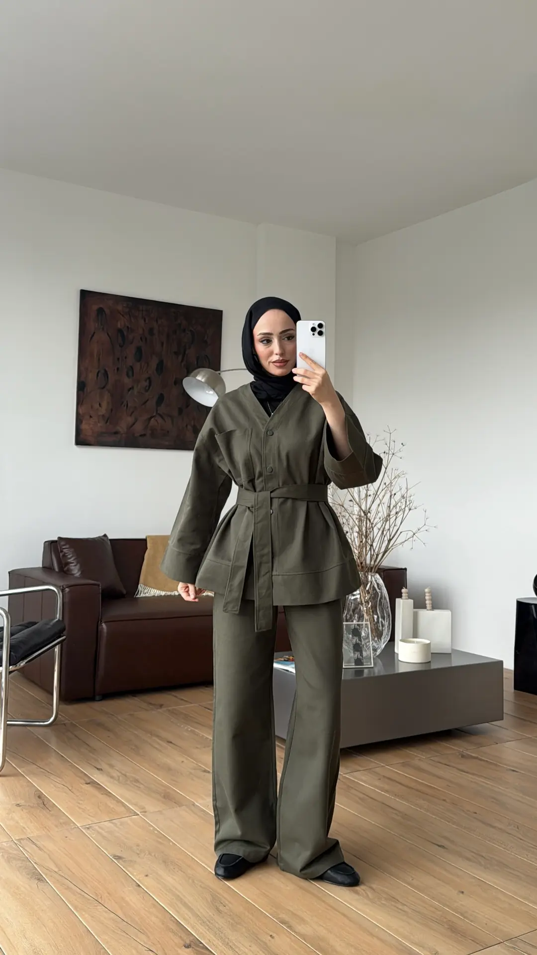 Çıtçıtlı Gabardin Takım Haki - Görsel 5