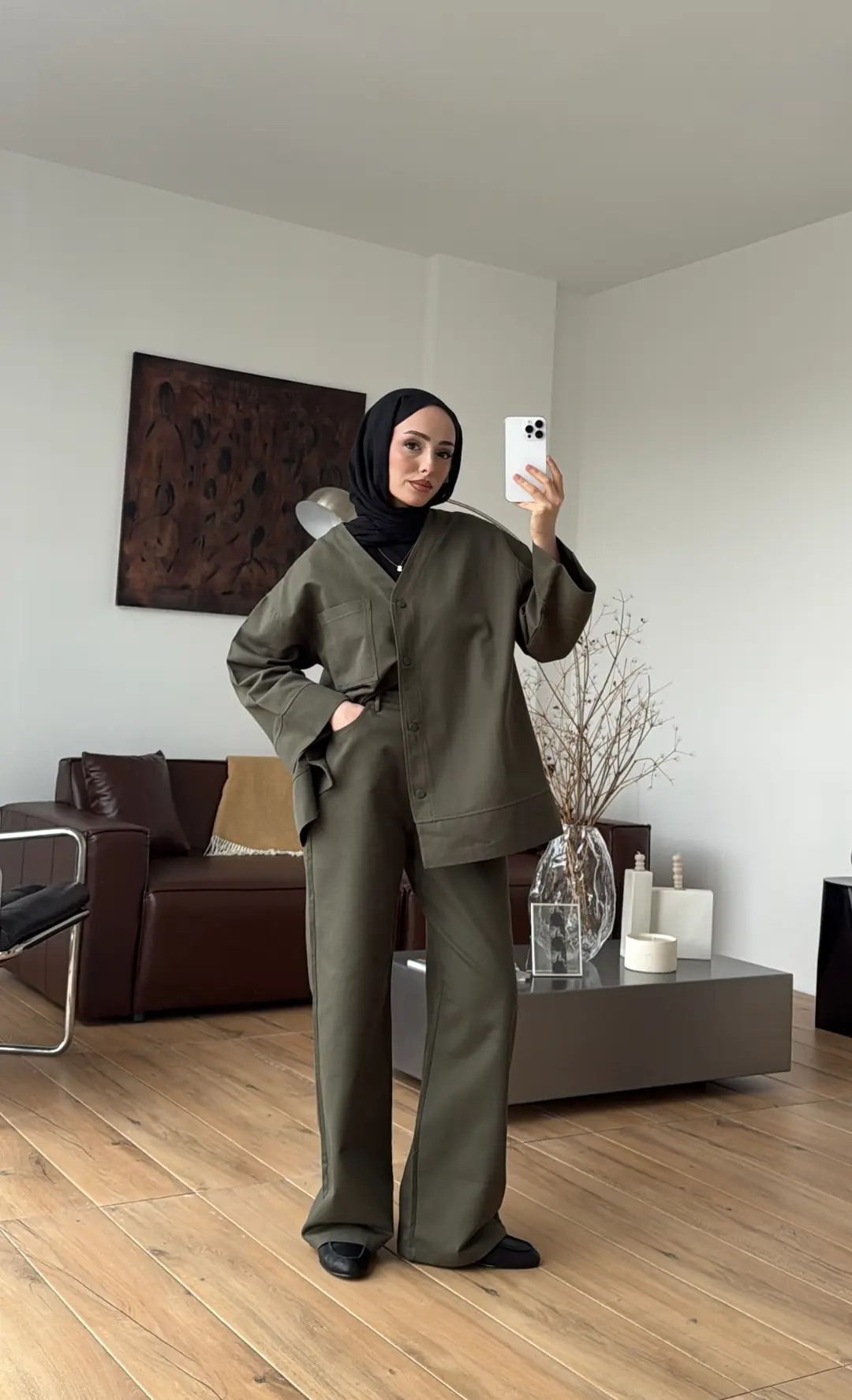 Çıtçıtlı Gabardin Takım Haki - Görsel 6