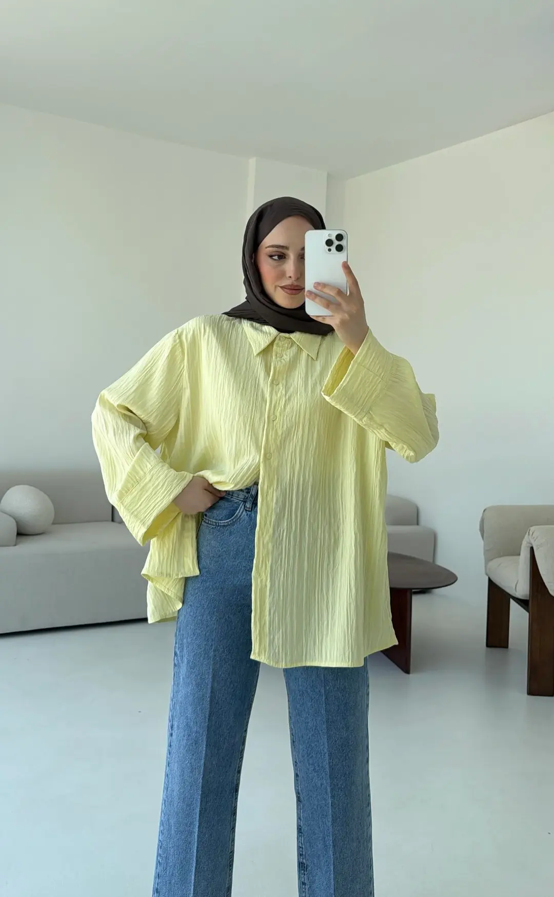 Çizgi Desenli Gömlek Sarı - Görsel 3