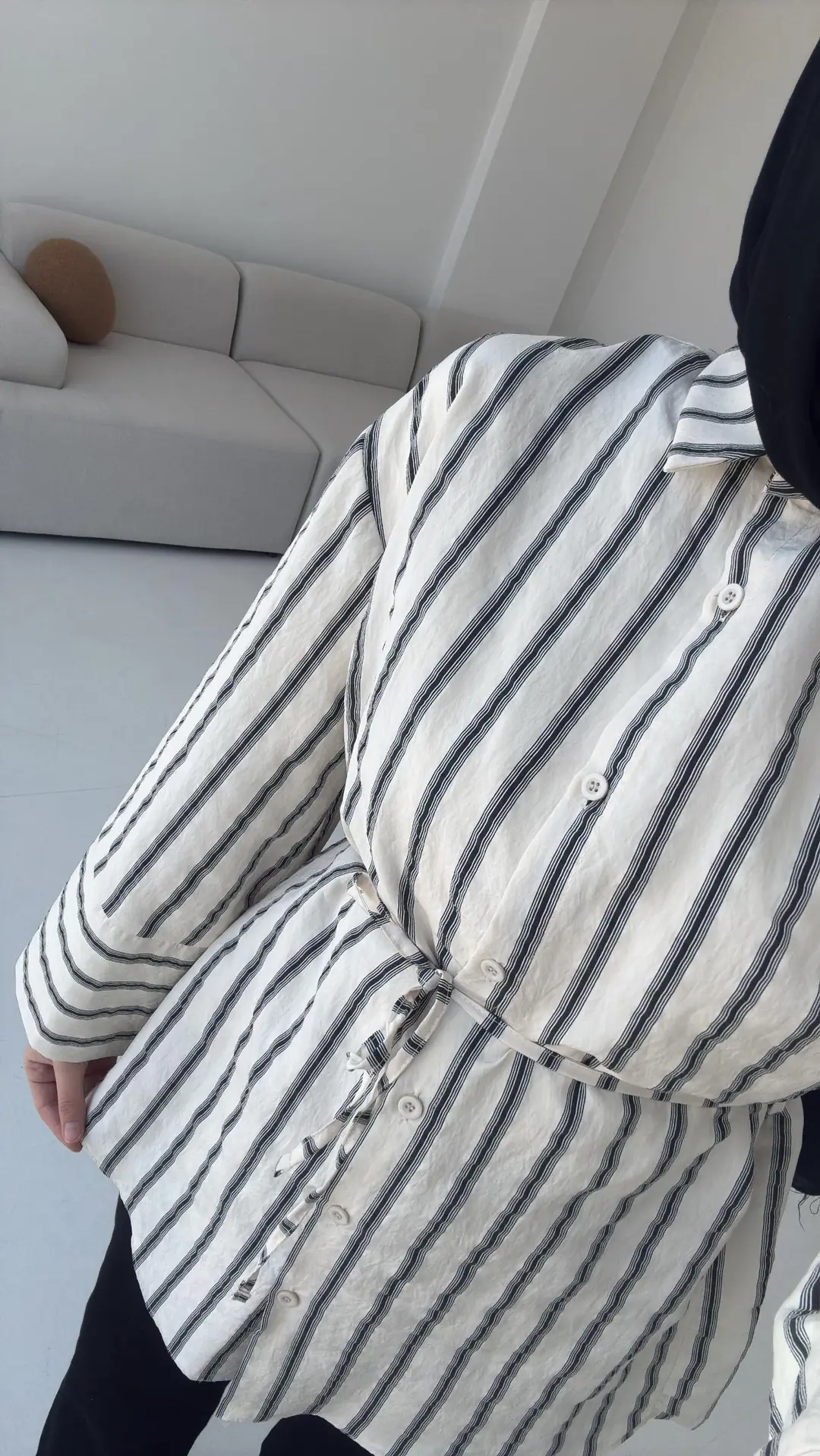 Çizgili Bağlamalı Gömlek - Görsel 8