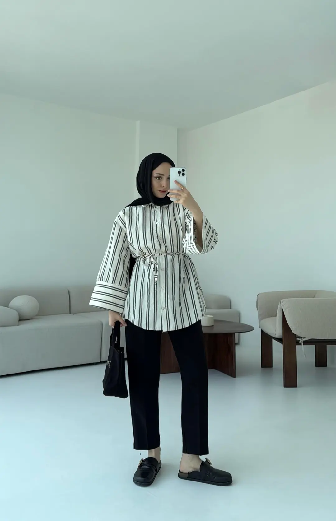 Çizgili Bağlamalı Gömlek - Görsel 3