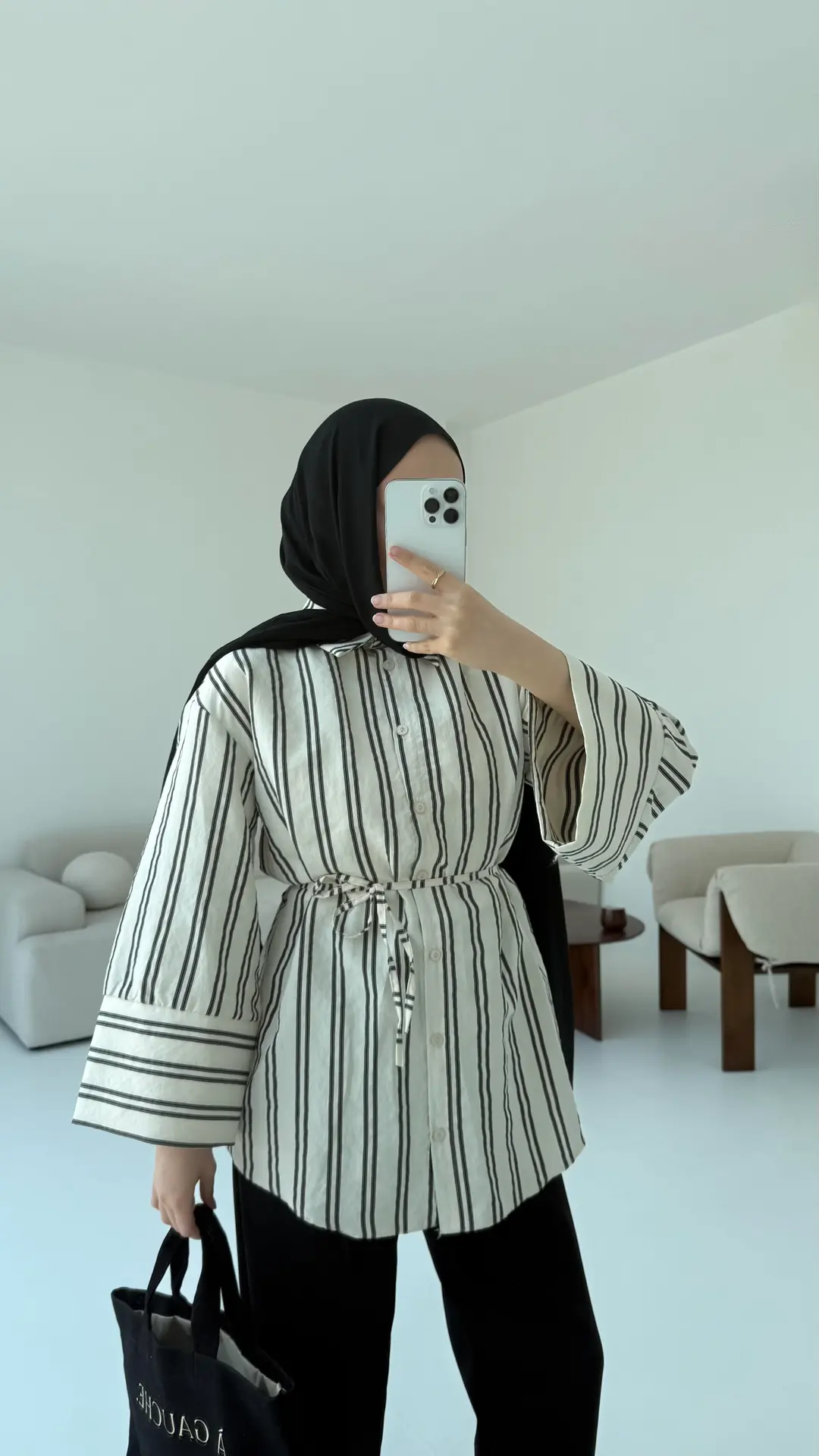 Çizgili Bağlamalı Gömlek - Görsel 6