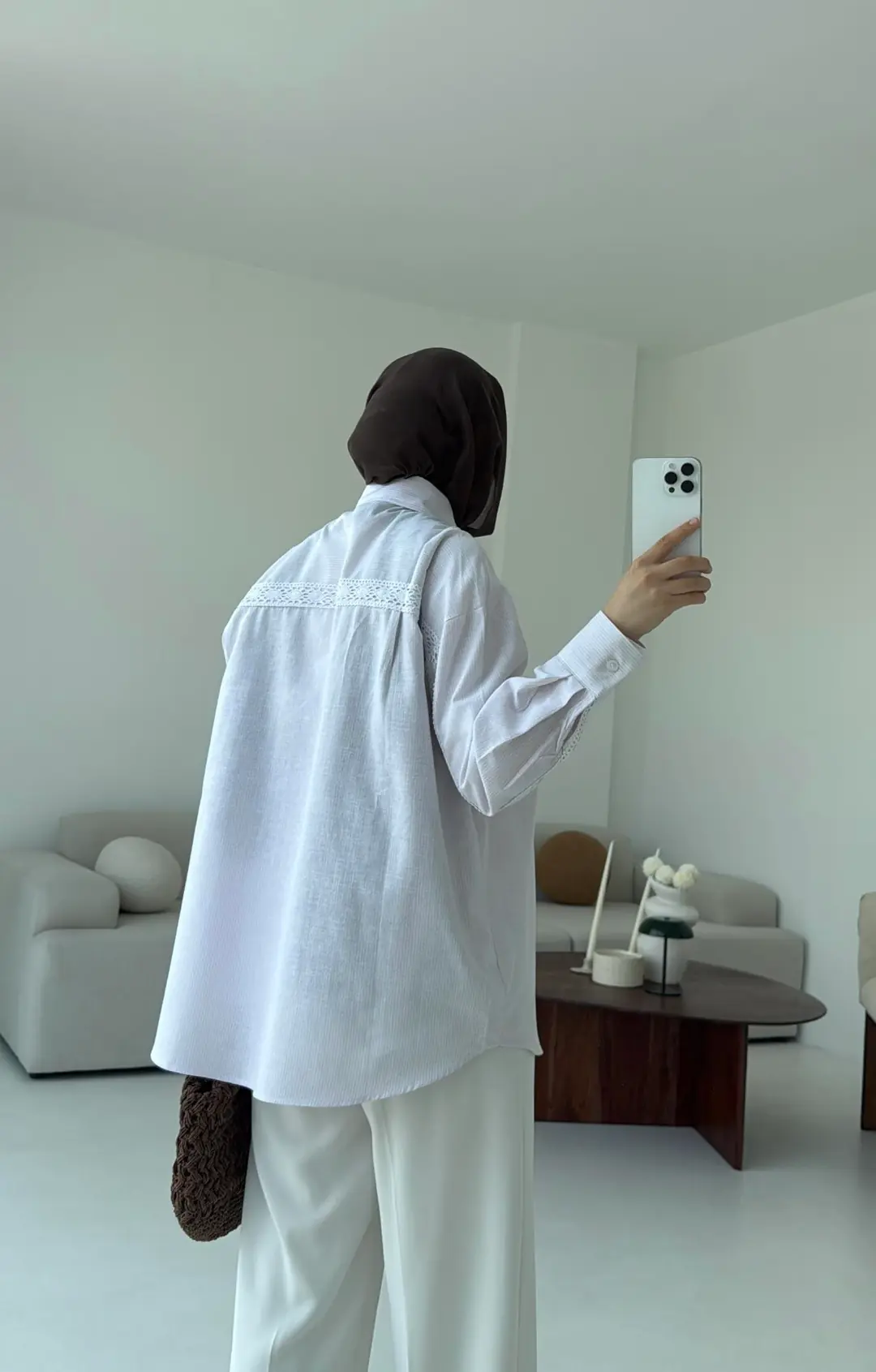 Çizgili Dantel Detay Gömlek Pembe