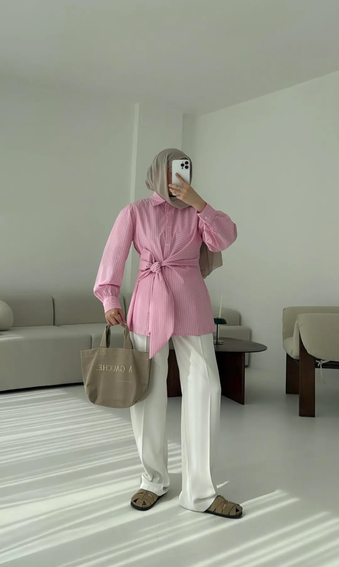 Çizgili Detaylı Gömlek Pembe - Görsel 2