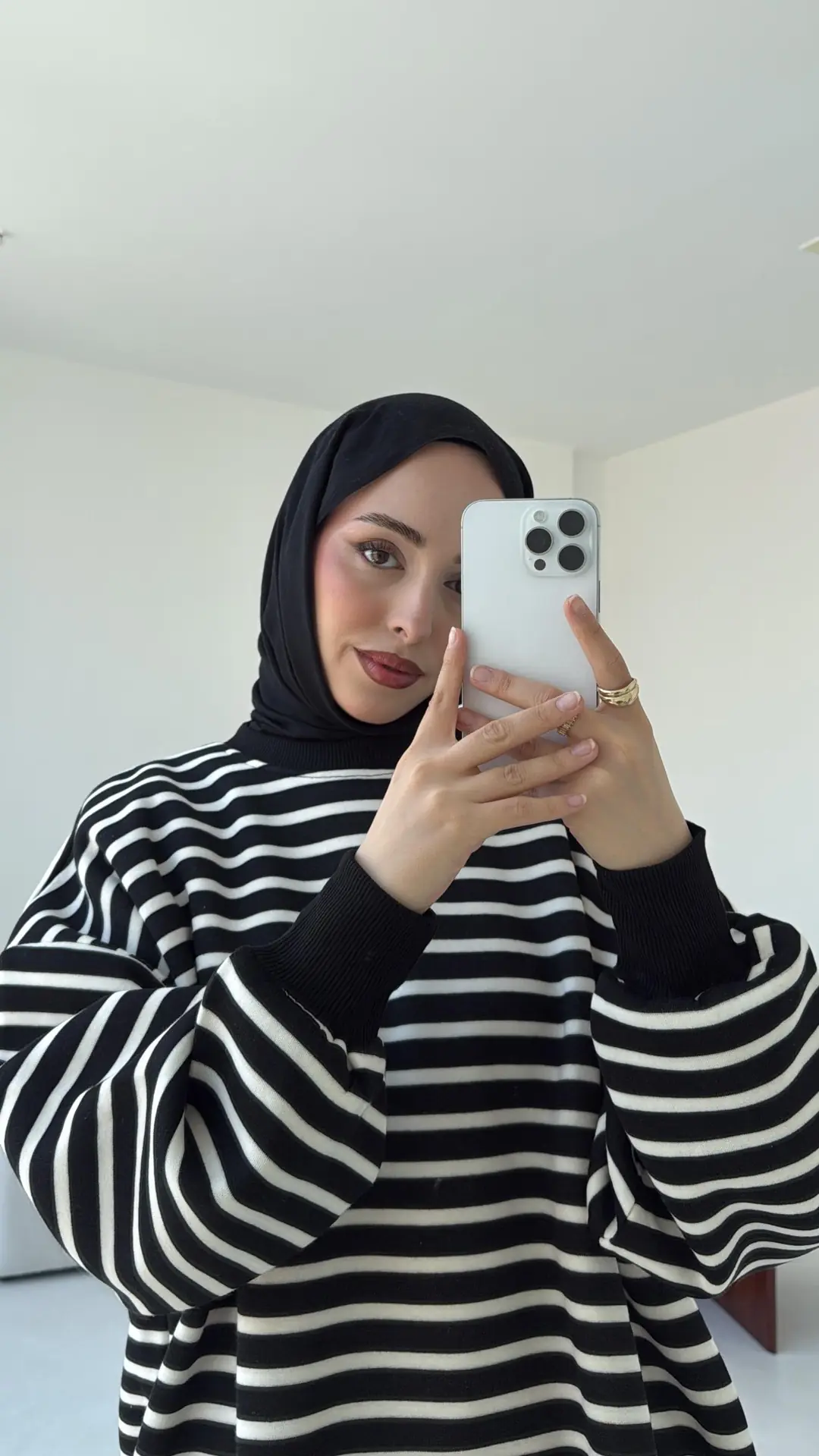 Çizgili Oversize Sweatshirt Siyah - Görsel 2