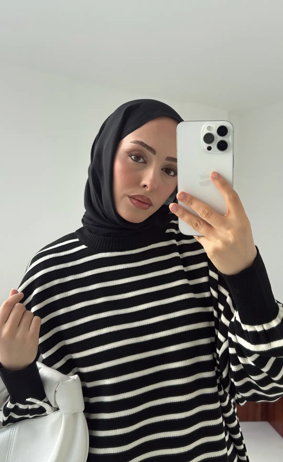 Çizgili Triko Kazak Siyah - Görsel 9