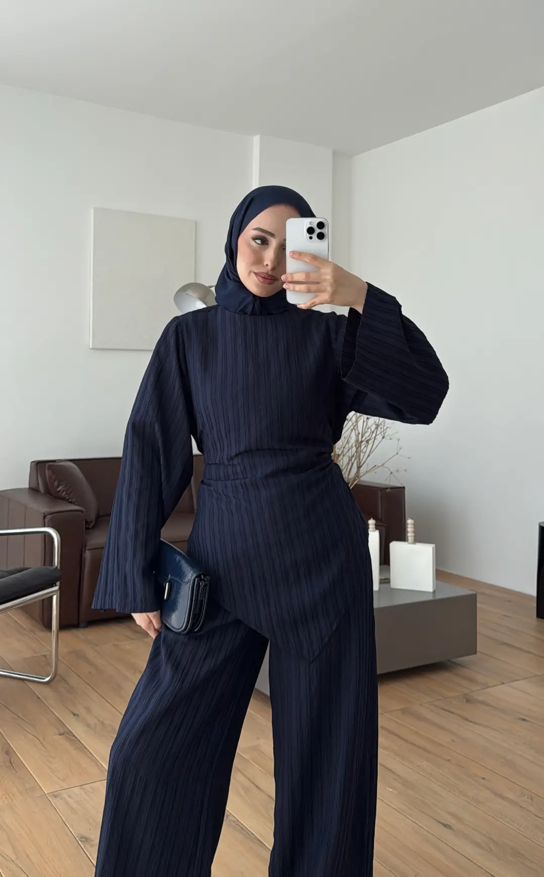 Çizgili Tunikli Takım Lacivert - Görsel 4