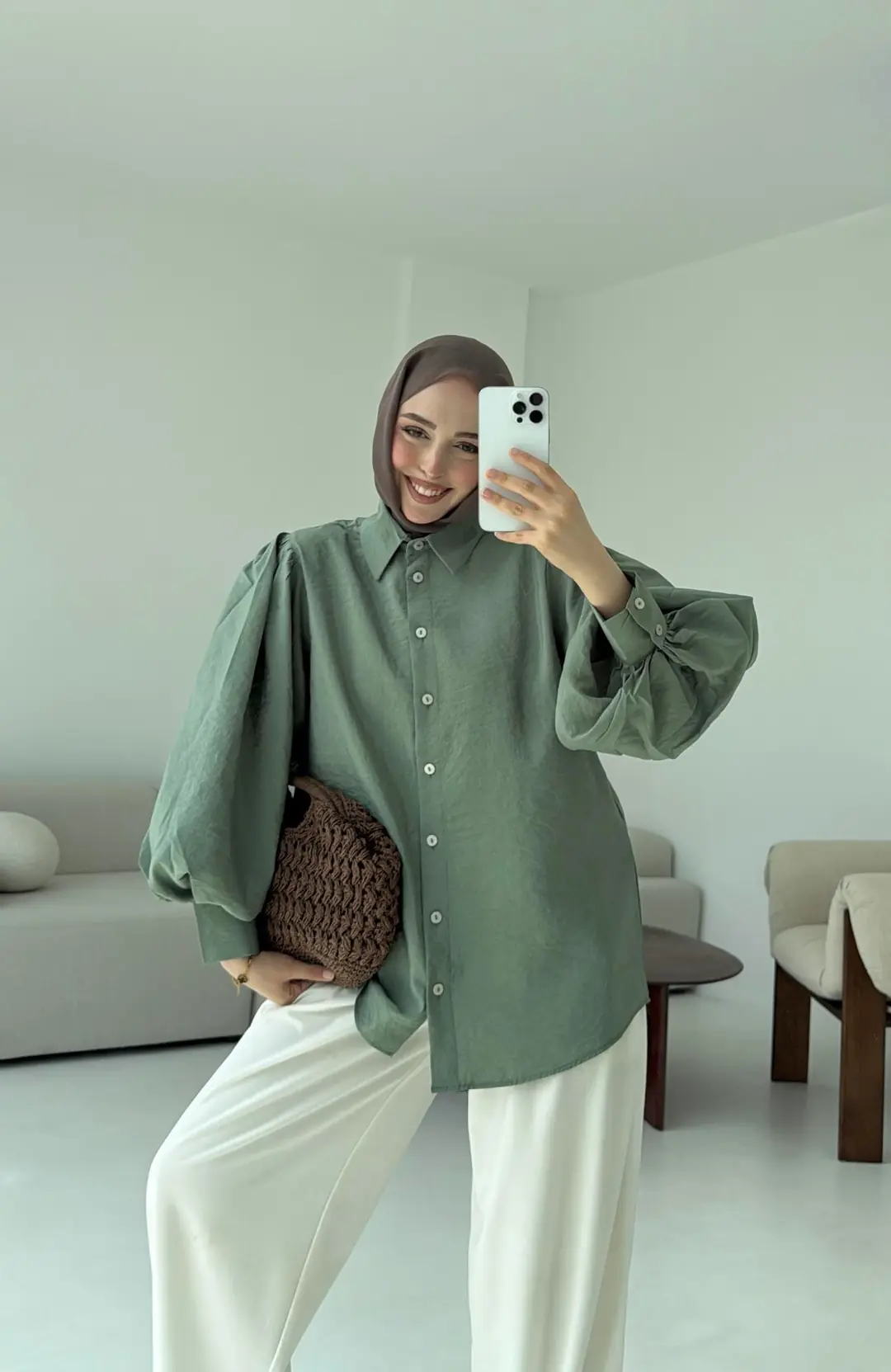 Cotton Balon Kol Gömlek Adaçayı