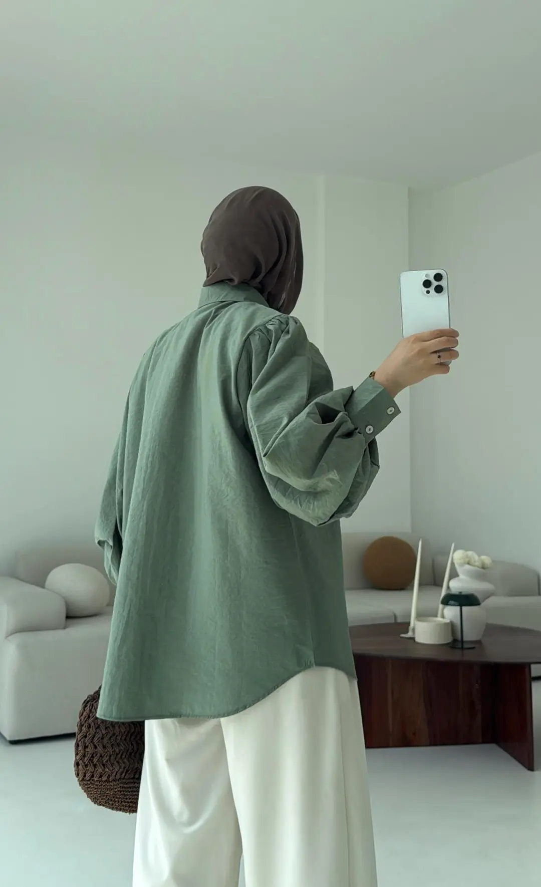 Cotton Balon Kol Gömlek Adaçayı - Görsel 4