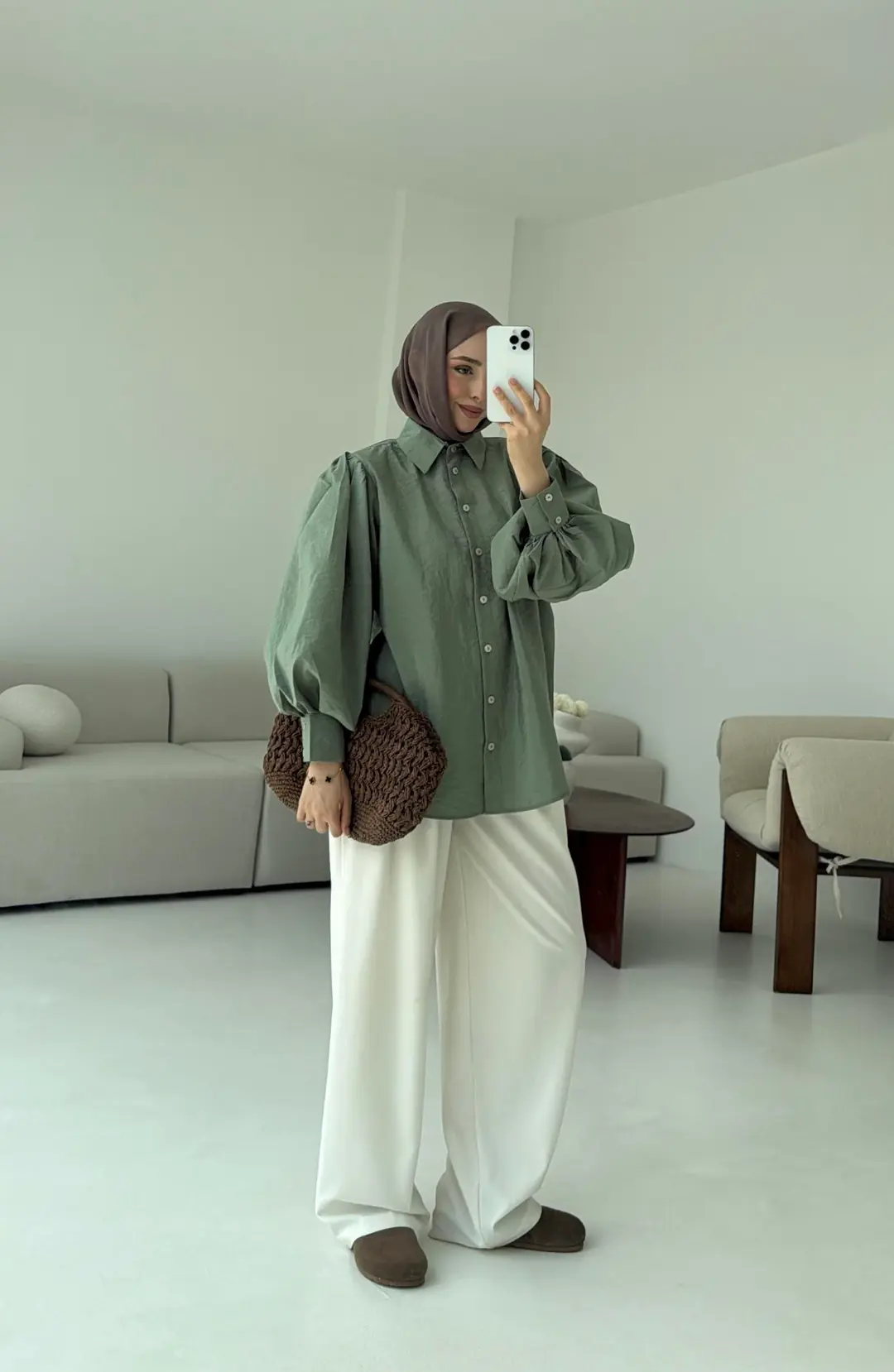 Cotton Balon Kol Gömlek Adaçayı - Görsel 5