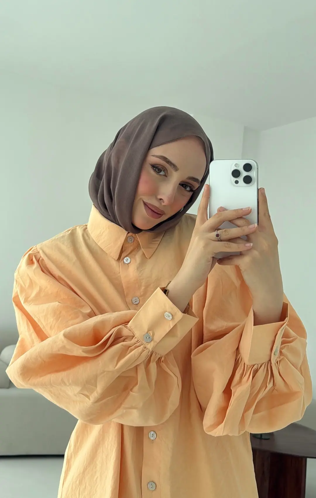 Cotton Balon Kol Gömlek Somon - Görsel 10