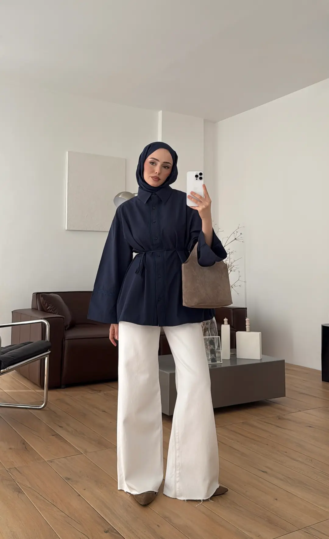 Dantel Geçişli Poplin Gömlek Lacivert - Görsel 3