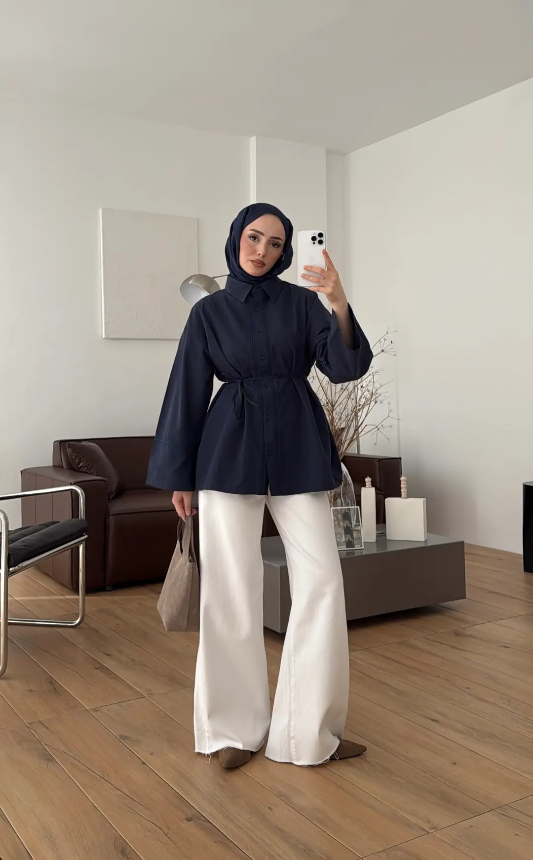 Dantel Geçişli Poplin Gömlek Lacivert - Görsel 6