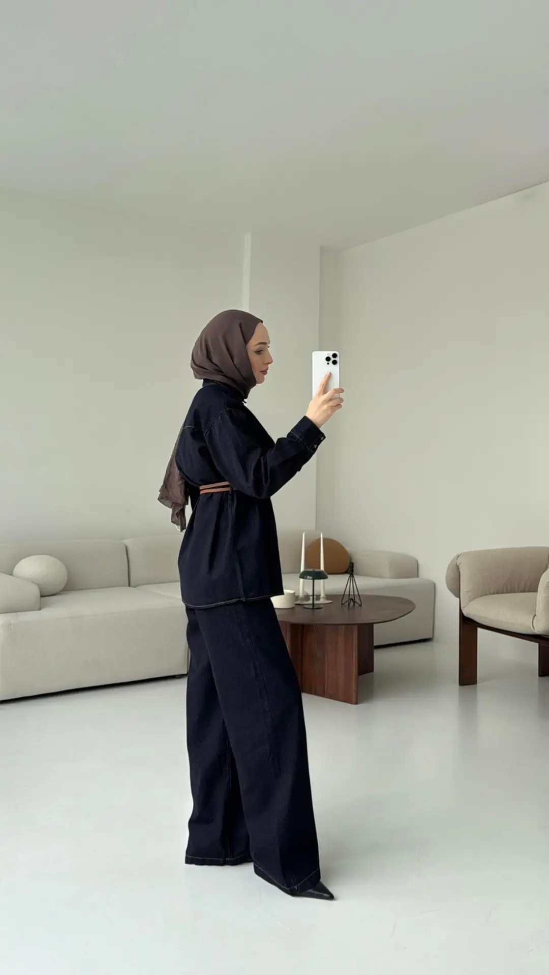 Denim Kemerli Gömlek Takım - Görsel 2