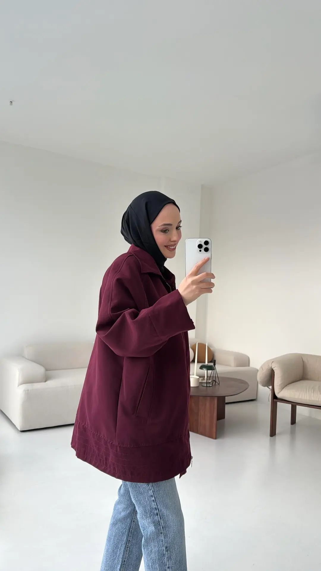 Deri Kemerli Premium Astarlı Fermuarlı Trençkot - Görsel 8