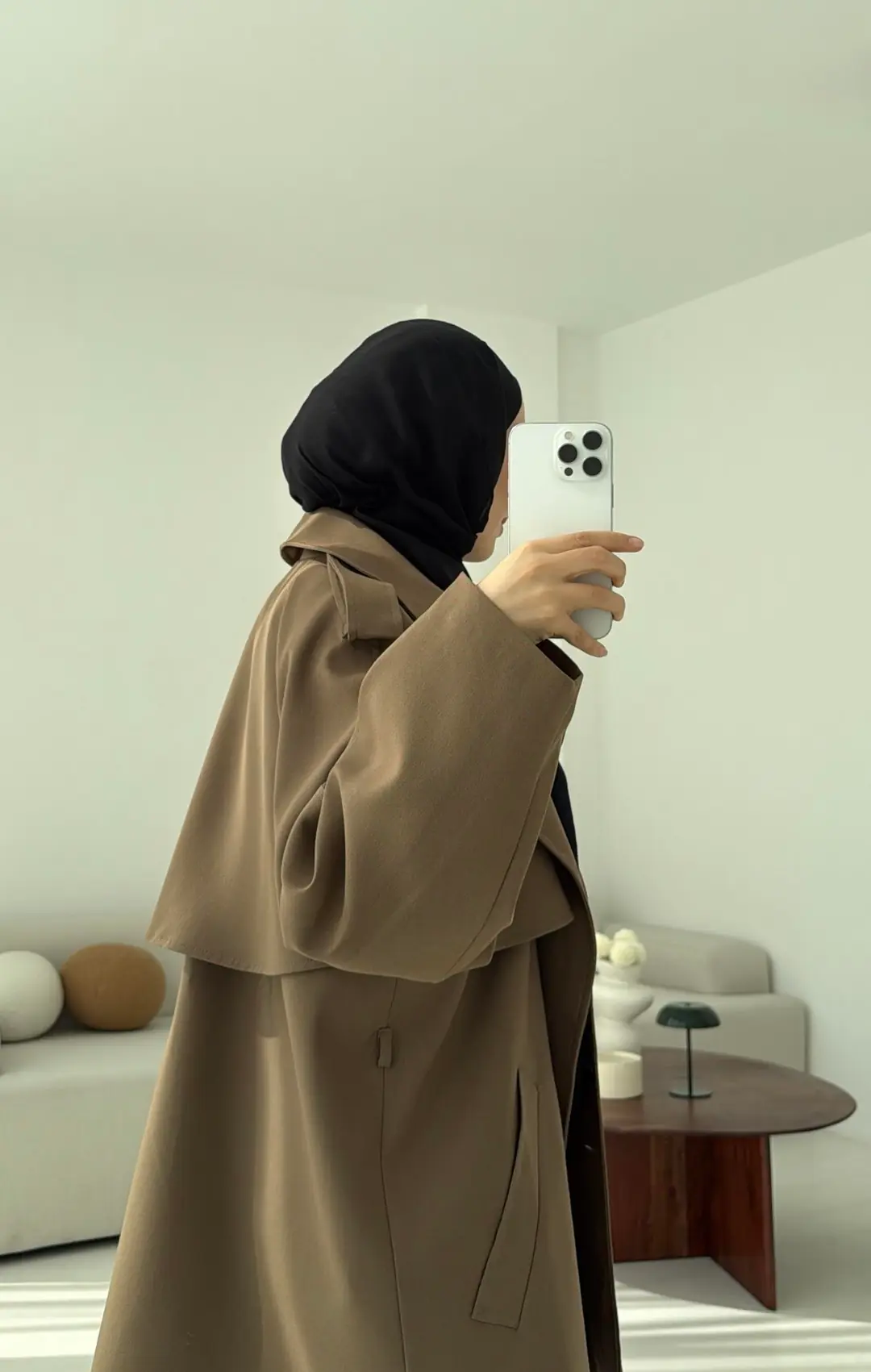 Deri Kemerli Trençkot Koyu Vizon - Görsel 3