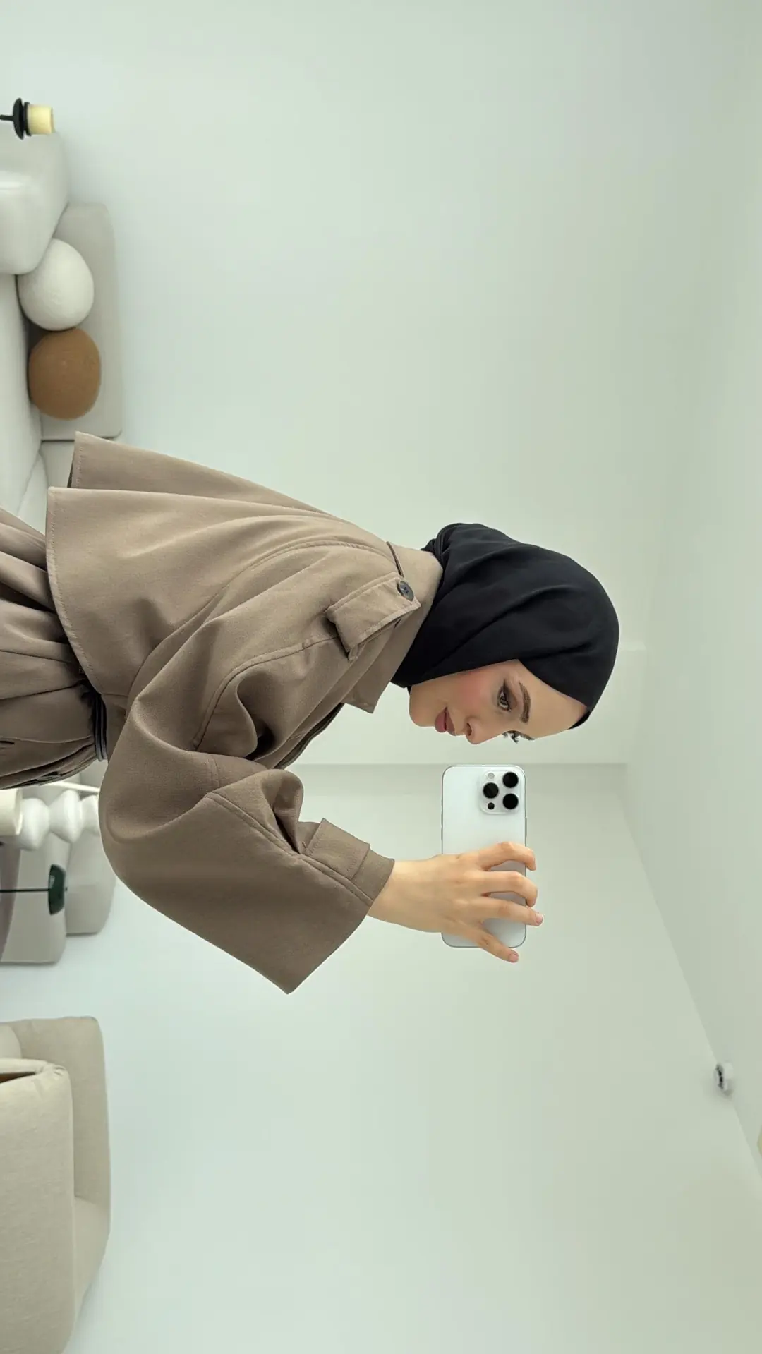 Deri Kemerli Trençkot Vizon - Görsel 4