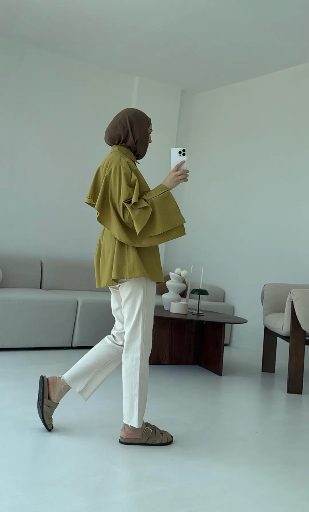 Detaylı Poplin Gömlek Olive - Görsel 2