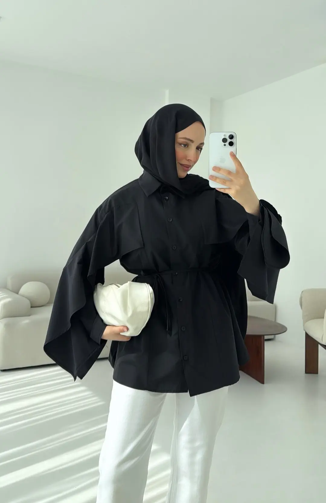 Detaylı Poplin Gömlek Siyah - Görsel 3