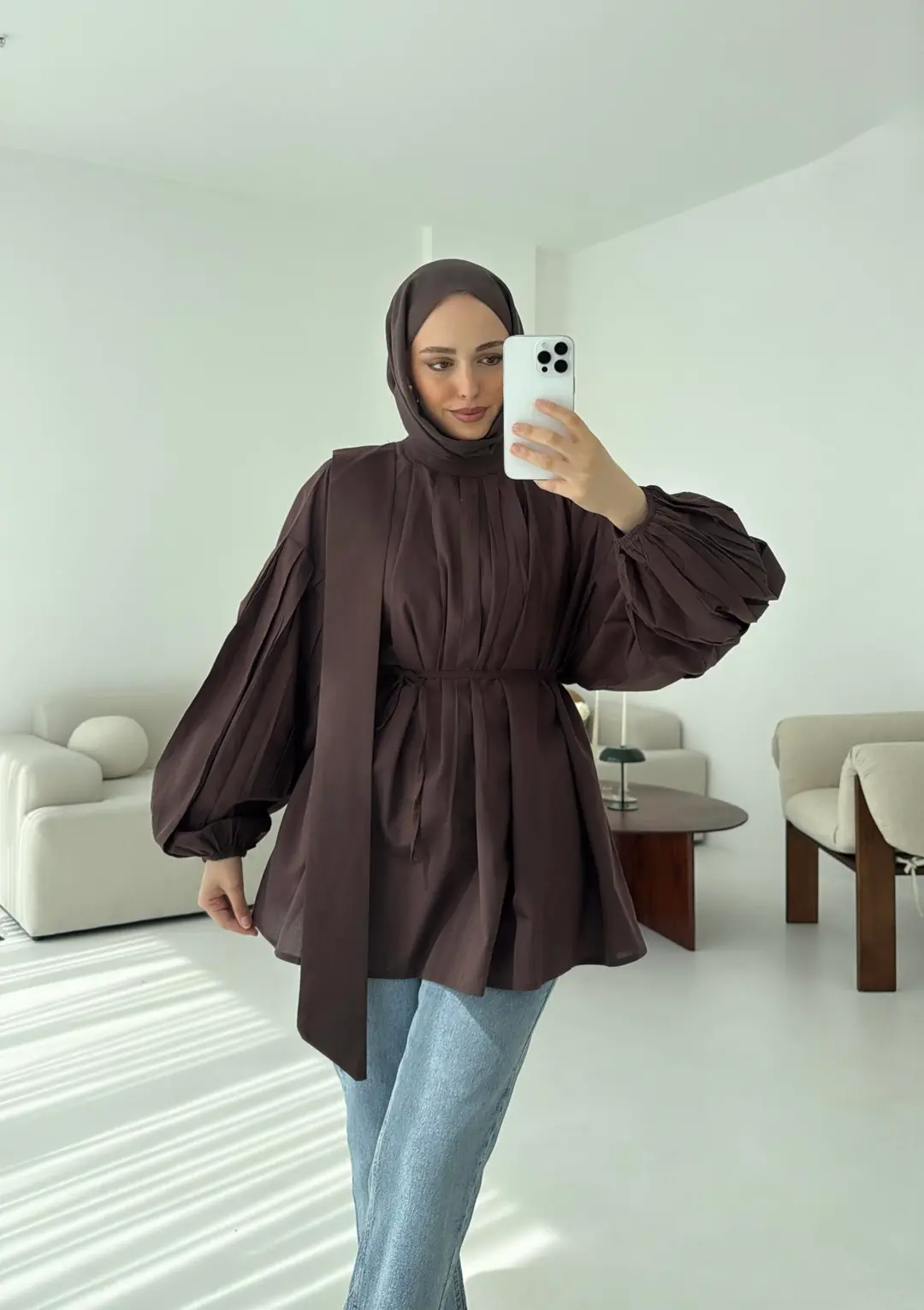 Detaylı Pens Gömlek Kahve - Görsel 3